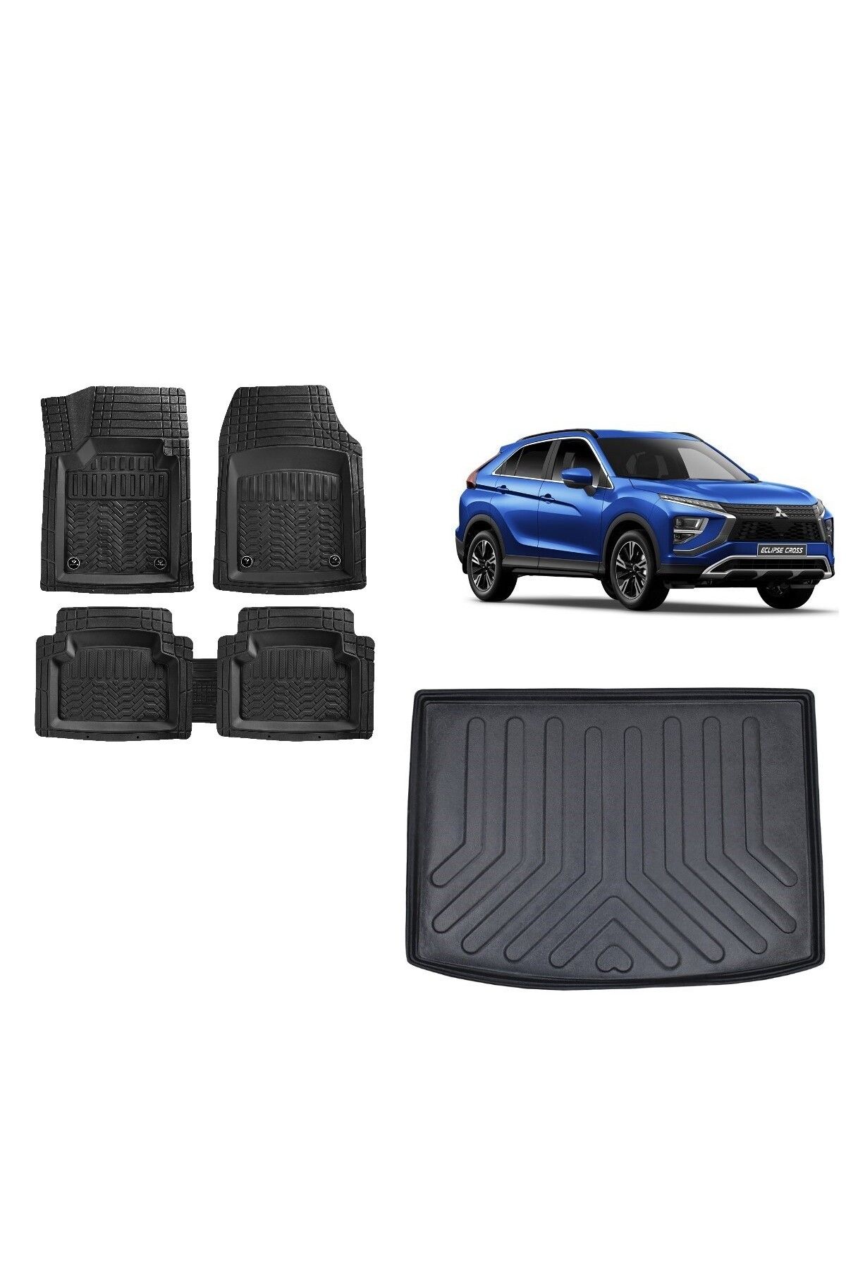 TEAMCAR-Mitsubishi Eclipse Cross 2020 Model Compatible 3D Luggage Pool + Maximum Black Mat with 3D Pool 1