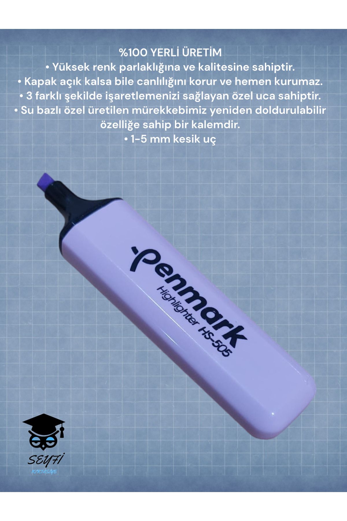 TÜRK MALI FOSFORLU KALEM CANLI RENKLER DOLDURULABİLİR İŞARETLEME KALEMİ HİGHLİGHTER