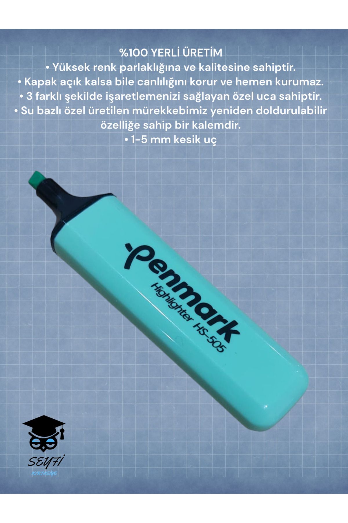 TÜRK MALI FOSFORLU KALEM CANLI RENKLER DOLDURULABİLİR İŞARETLEME KALEMİ HİGHLİGHTER