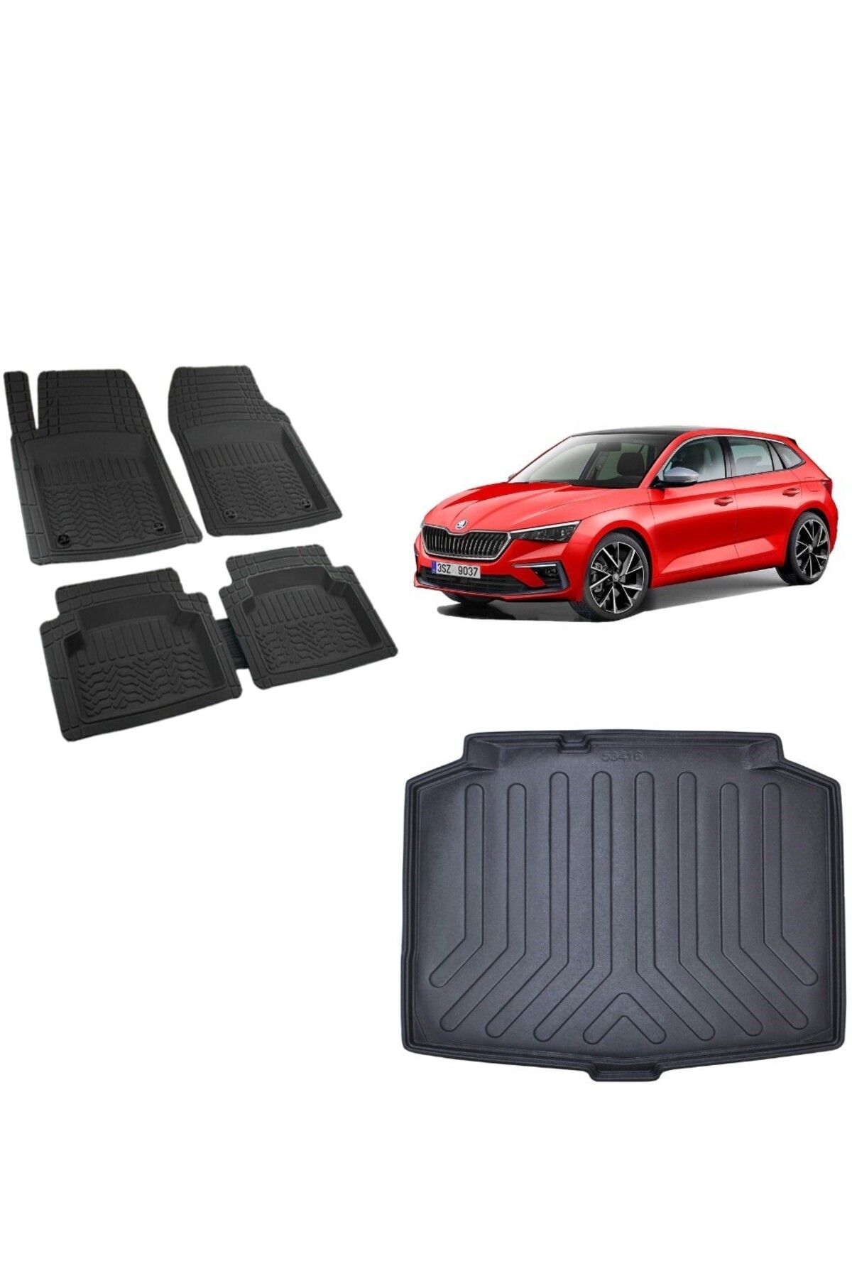 TEAMCAR-Skoda Scala 2023 Model 3D Luggage Pool+Prof Black Color Mat with 3D Pool 1