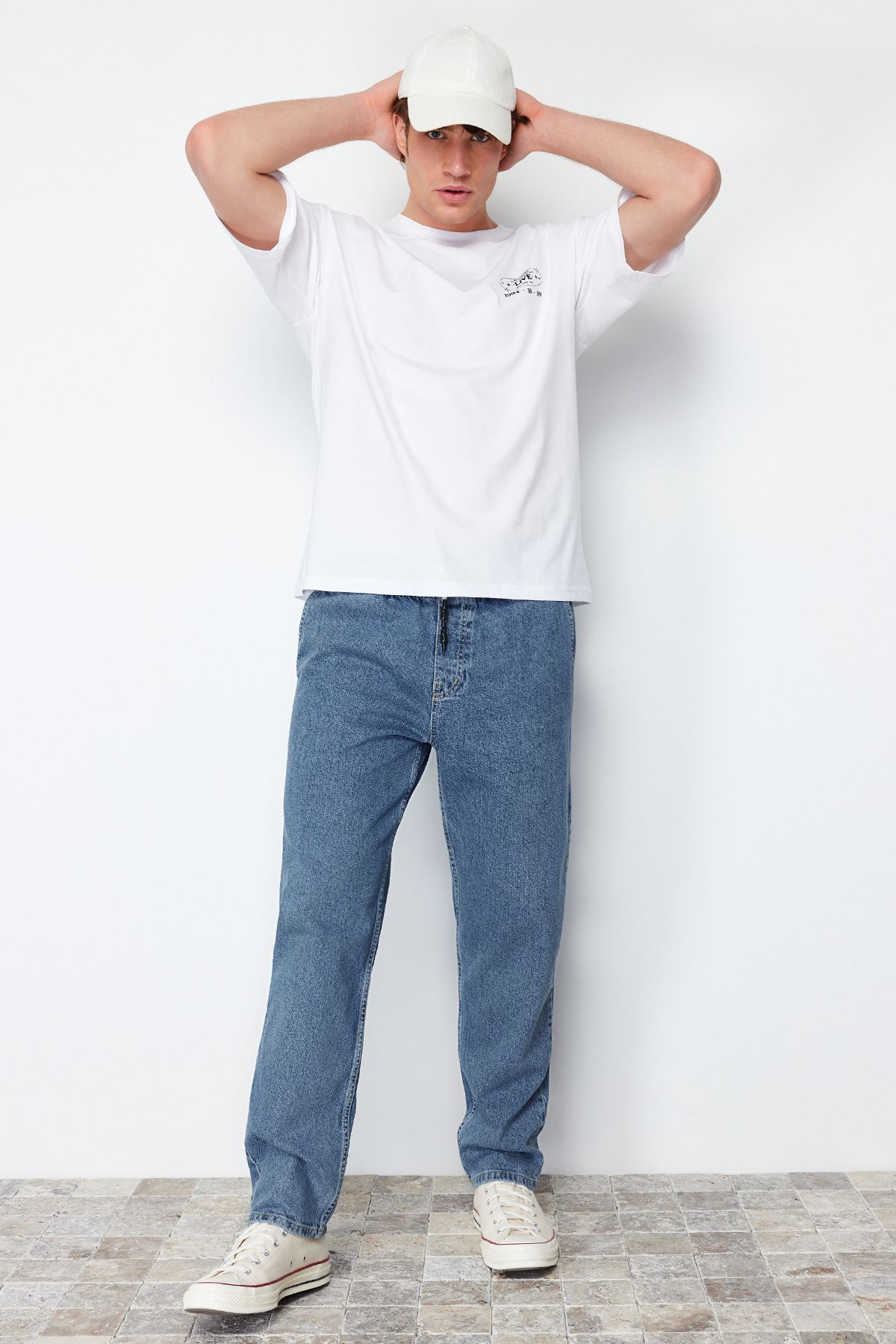 Trendyol Collection-Light Blue Wide Fit - 100% Cotton Regular Fit Loose Jeans Tmnaw24Je00025 2