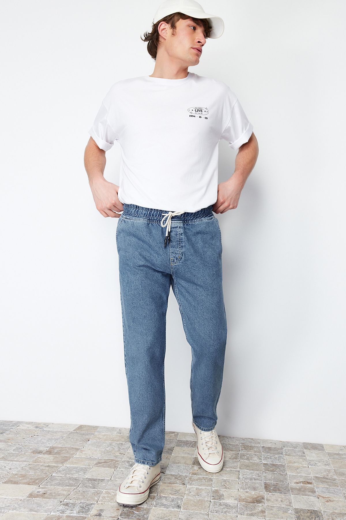 Trendyol Collection-Light Blue Wide Fit - 100% Cotton Regular Fit Loose Jeans Tmnaw24Je00025 3