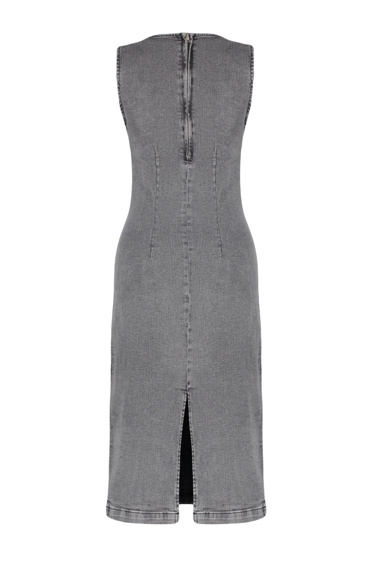 Trendyol Collection-Antracit testhezálló/testhezálló maxi farmer ruha TWOSS24EL00383 8