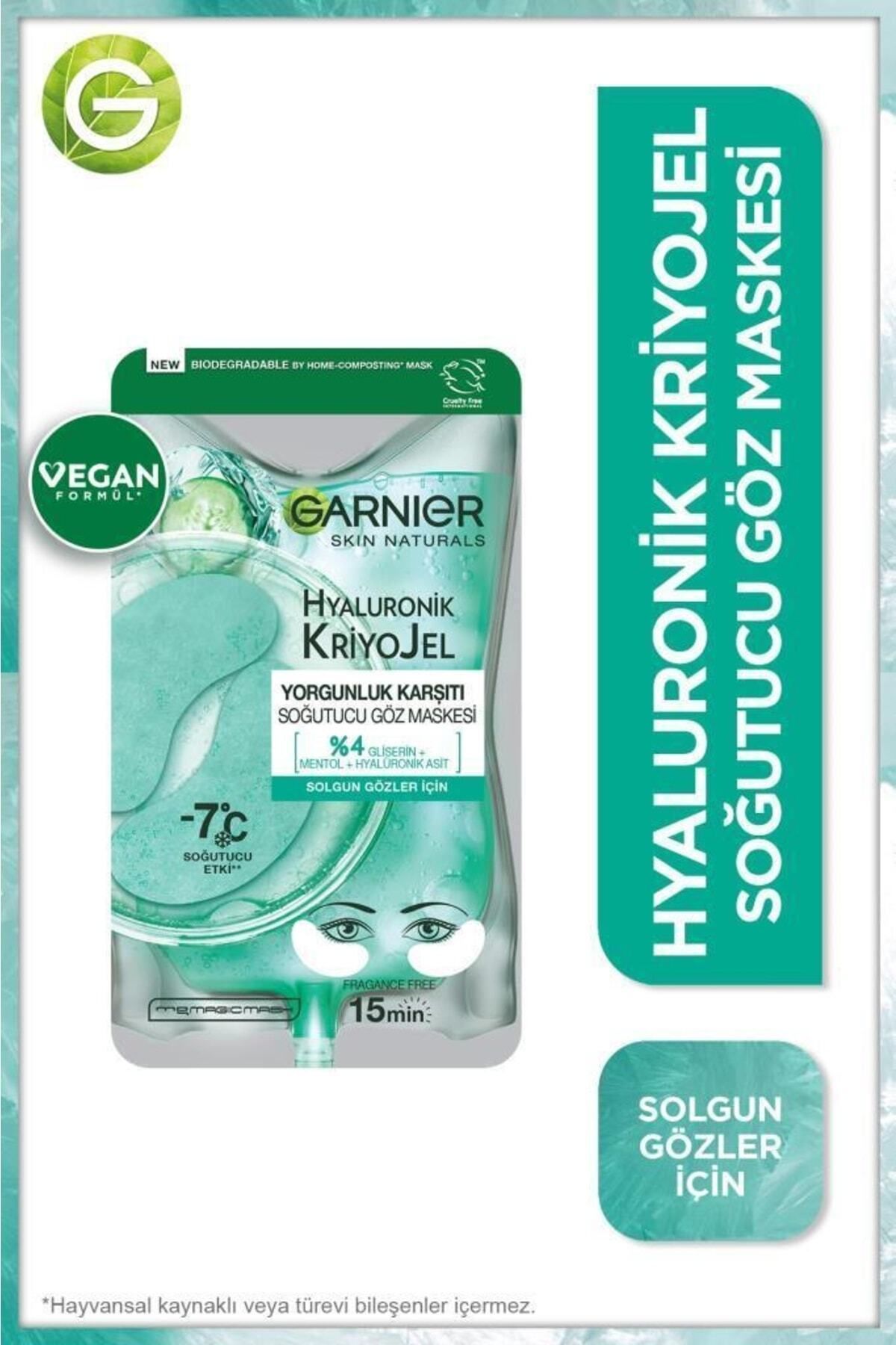 Garnier ماسک چشم ضد خستگی هیالورونیک کریگال ضد خستگی سرد کننده