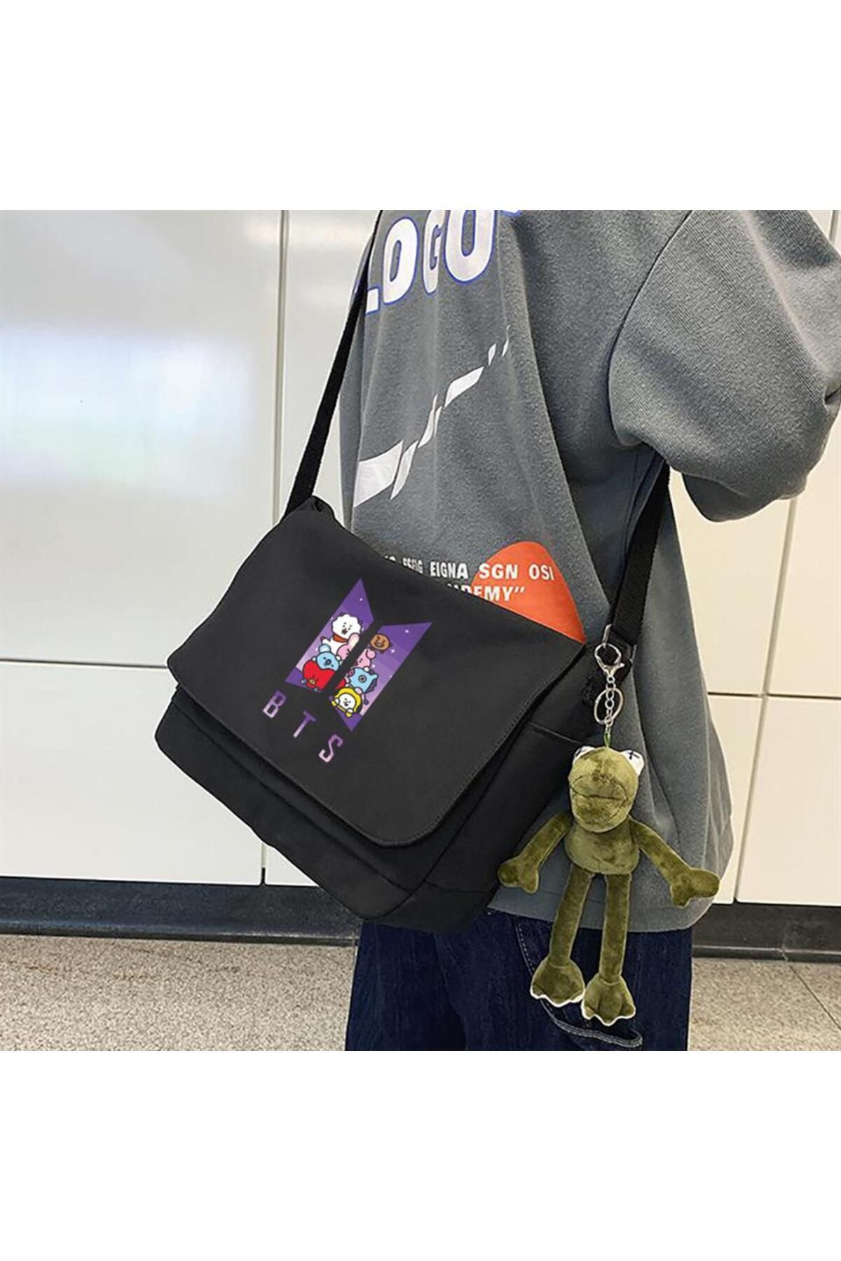 Toum K Pop Series Bts Bt21 Printed Unisex Black Messenger Bag Trendyol