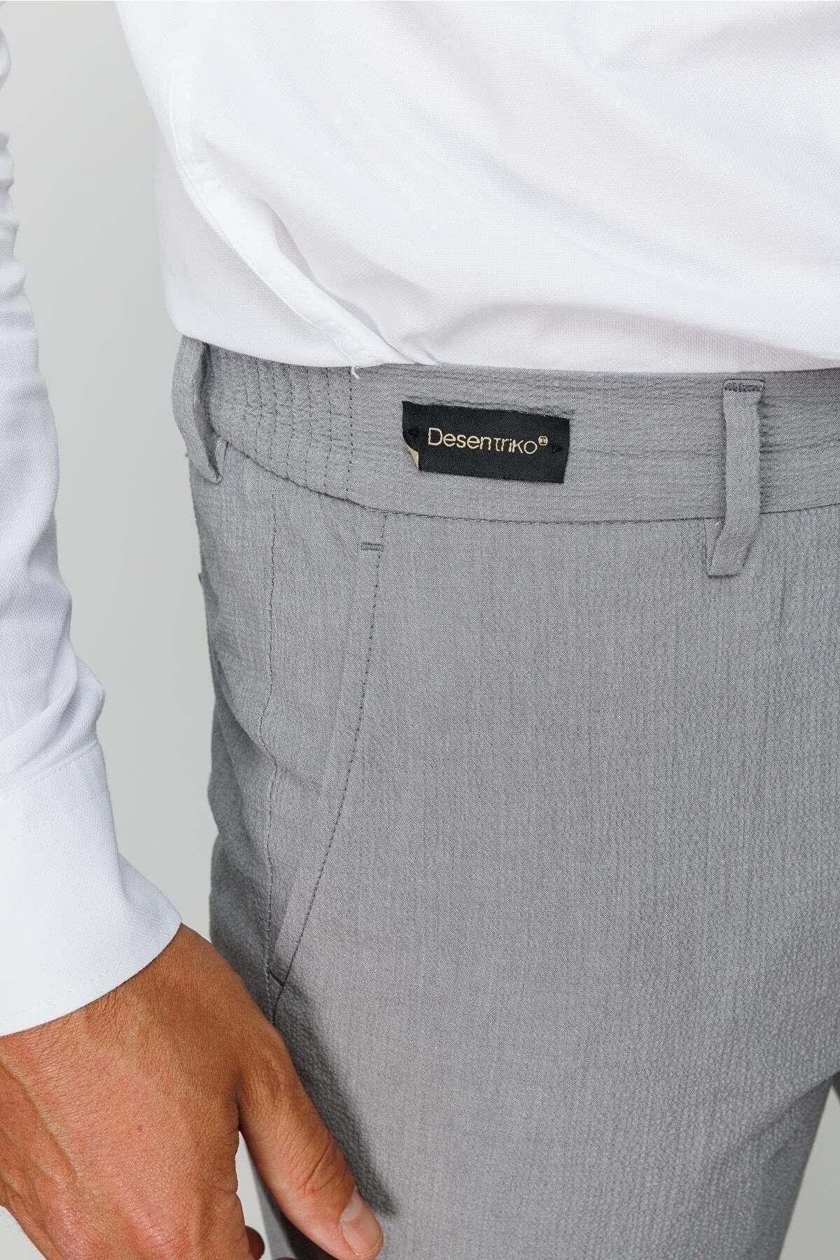 Desen Triko Men's Elastic Waist Side Pocket Cotton Trousers Gray - Trendyol