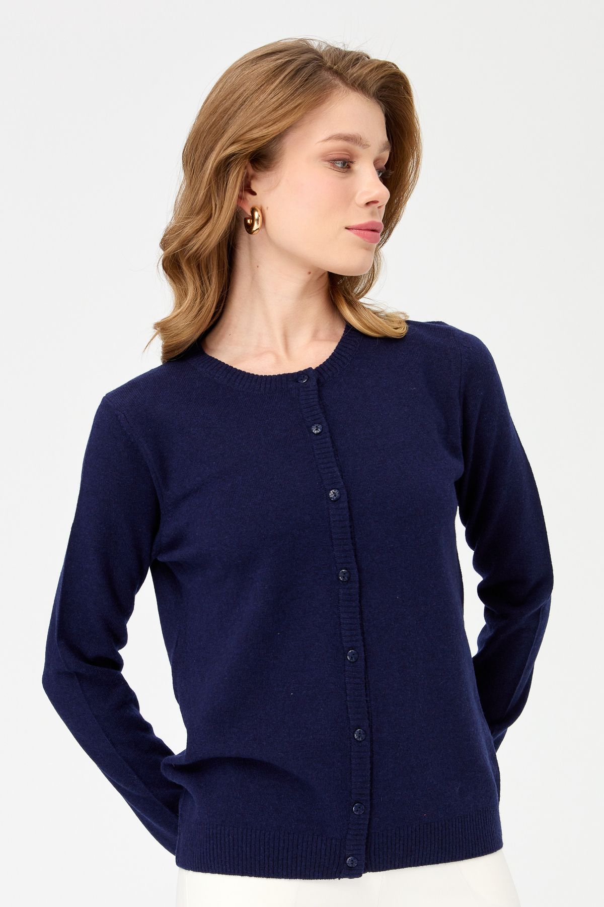 Navy blue cardigan womens best sale