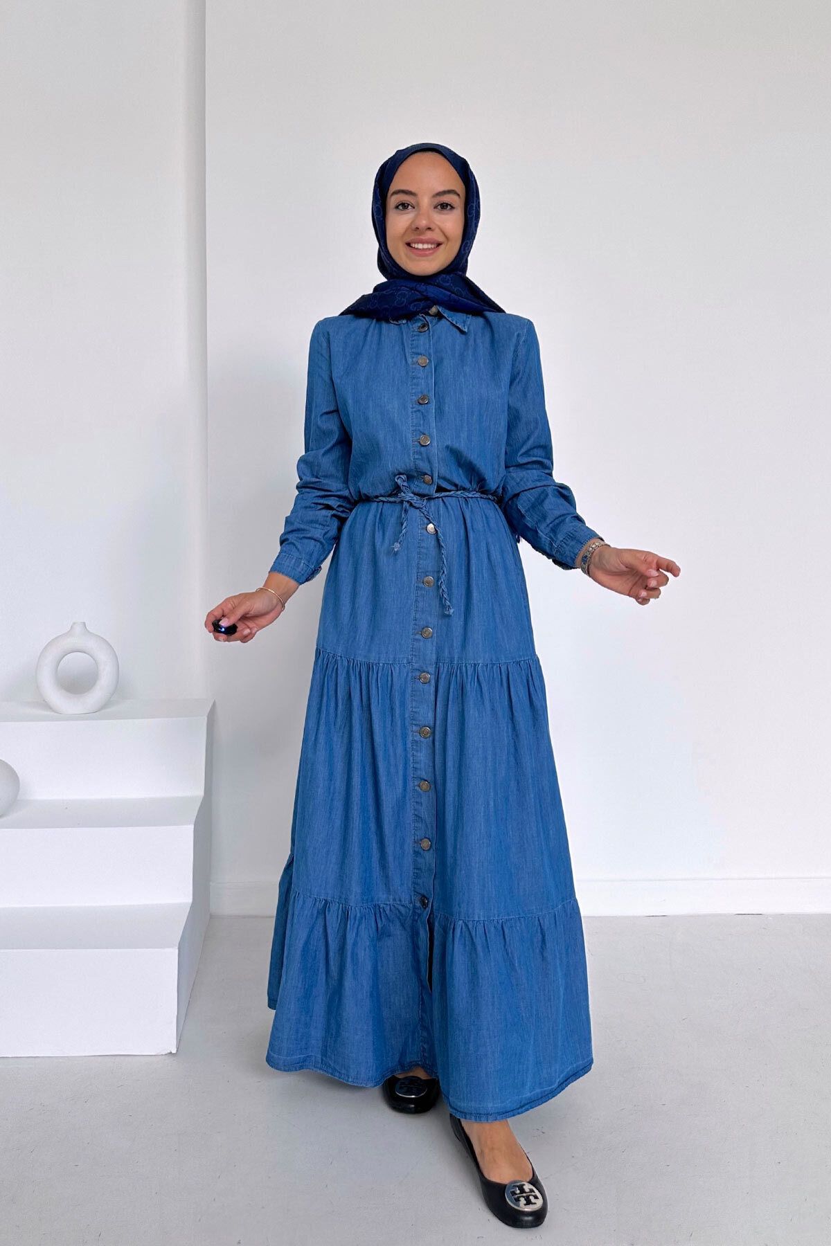 Denim full dress sale