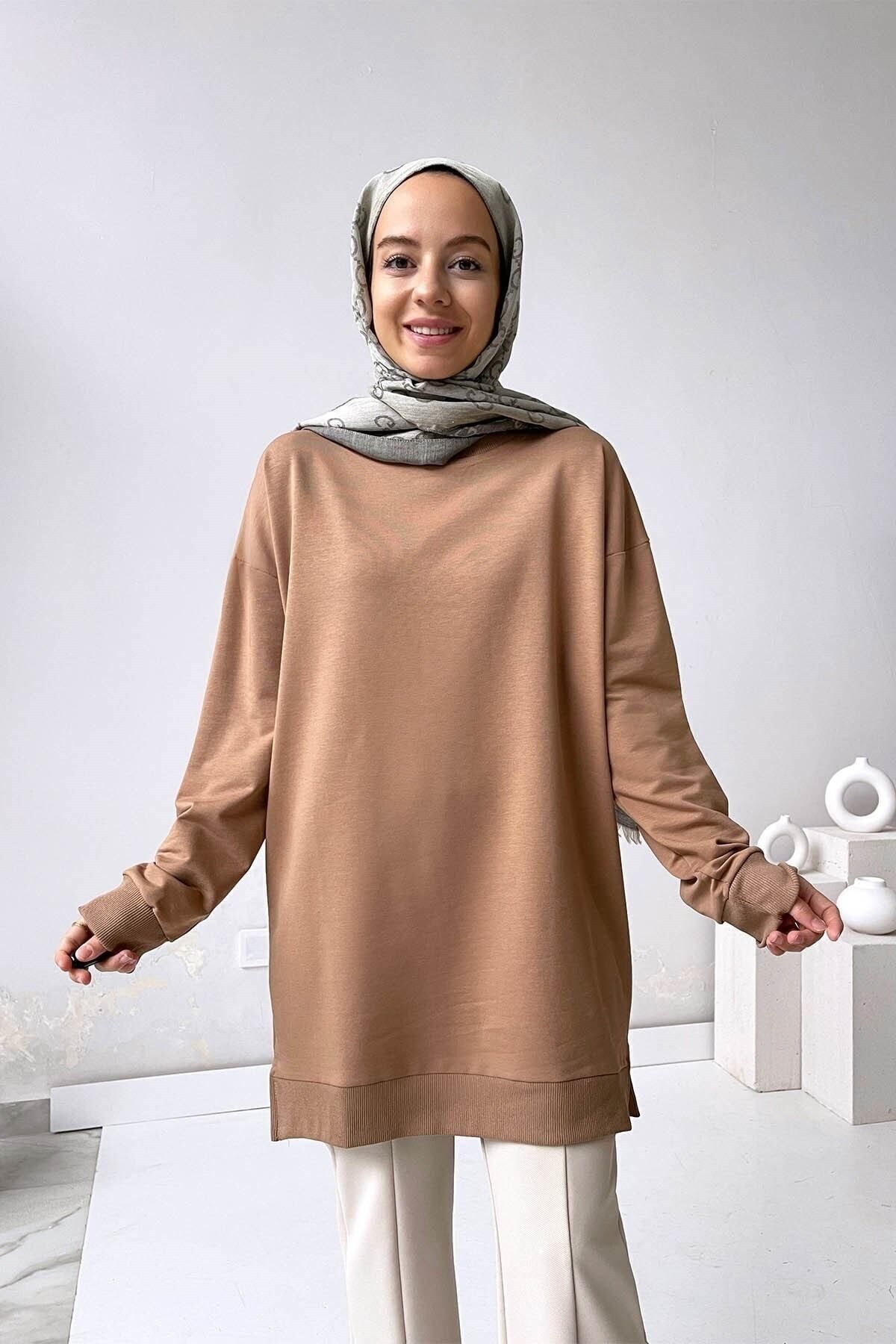 Ka Hijab Basic Толстовка под хиджаб — молочно-коричневый KH-1023