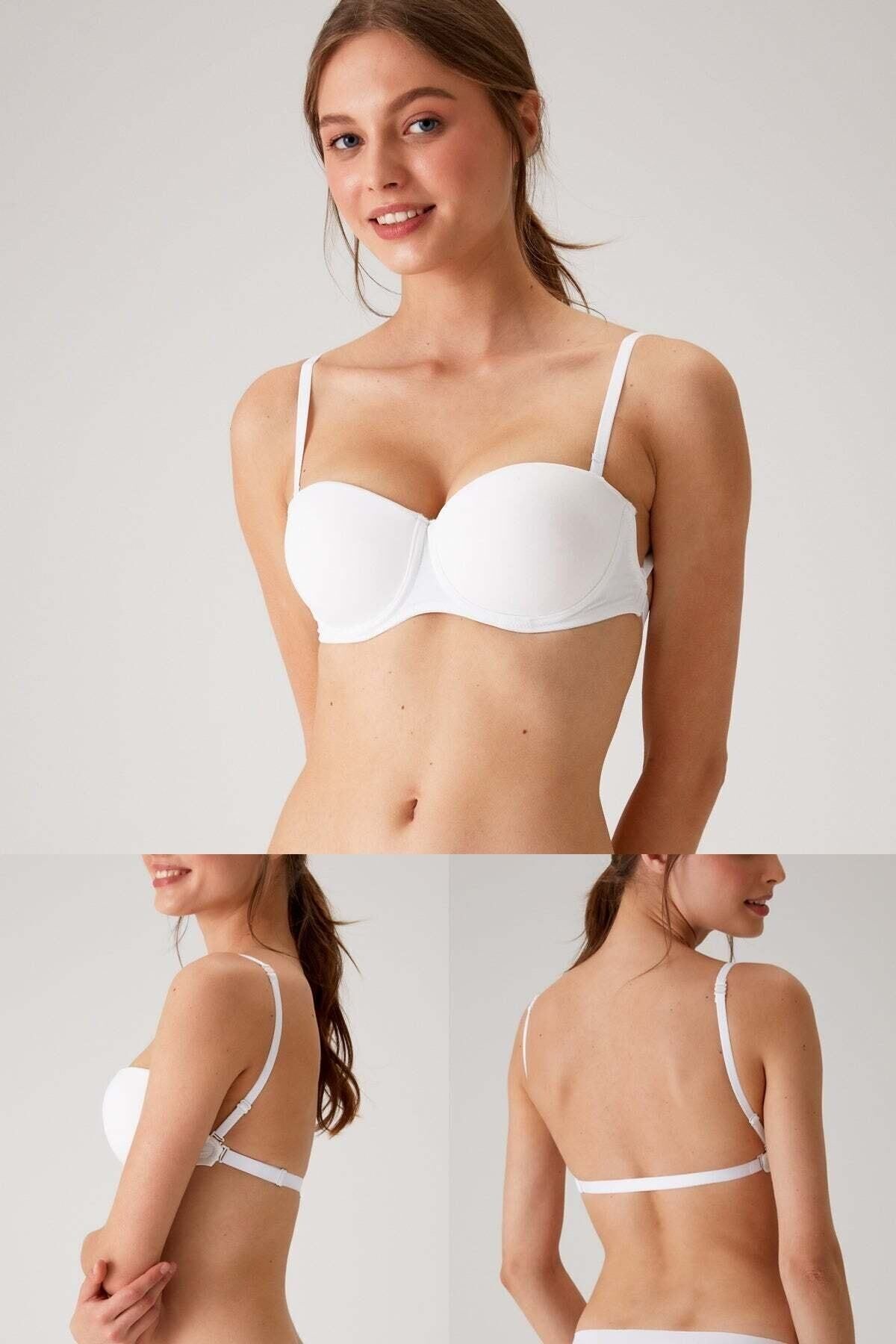 Pierre Cardin-6027 White Pisa Push Up Strapless Multi Function Micro Bra with Strap Gift 4