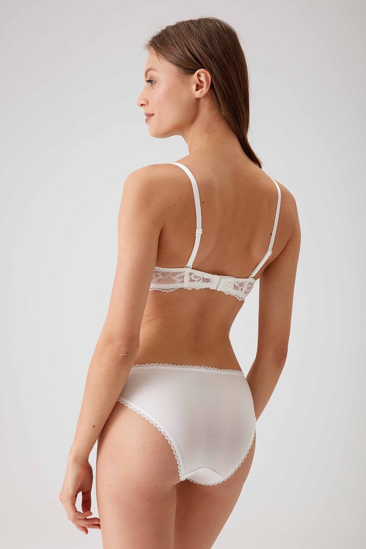 Pierre Cardin-Women's Ecru 4561 Milan Push Up Padded Lace Dowry Bra and Panties Underwear Set 4