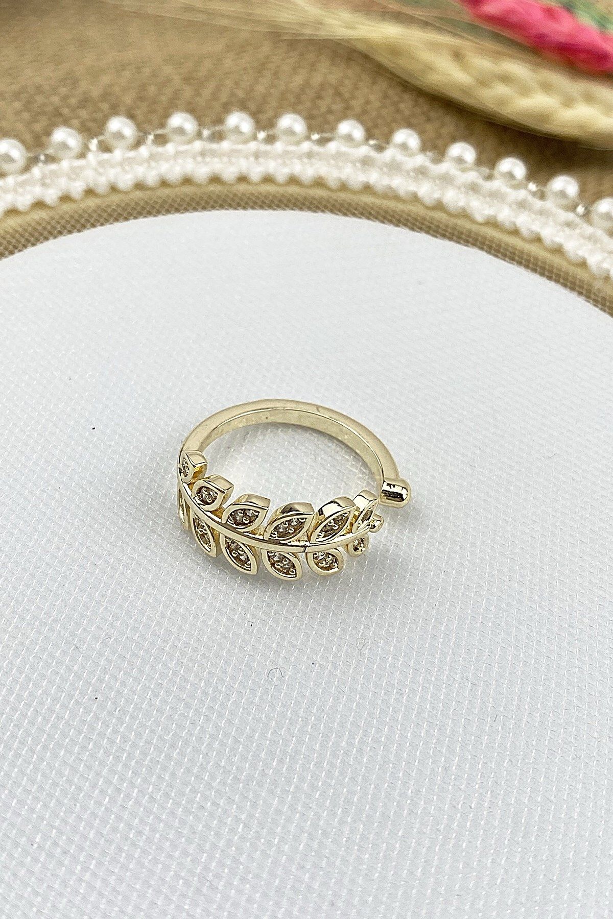 lk Accessories Women s Gold Stone Leaf Ring