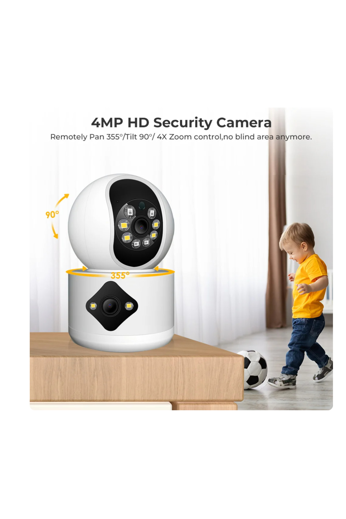 qasul Yeni Nesil 4MP 2 Lensli WiFi Kamera Otomatik İnsan Algılama Evcil Hayvan Ofis Bebek İzleme Kamerası fotoğrafı 2 (önizleme)