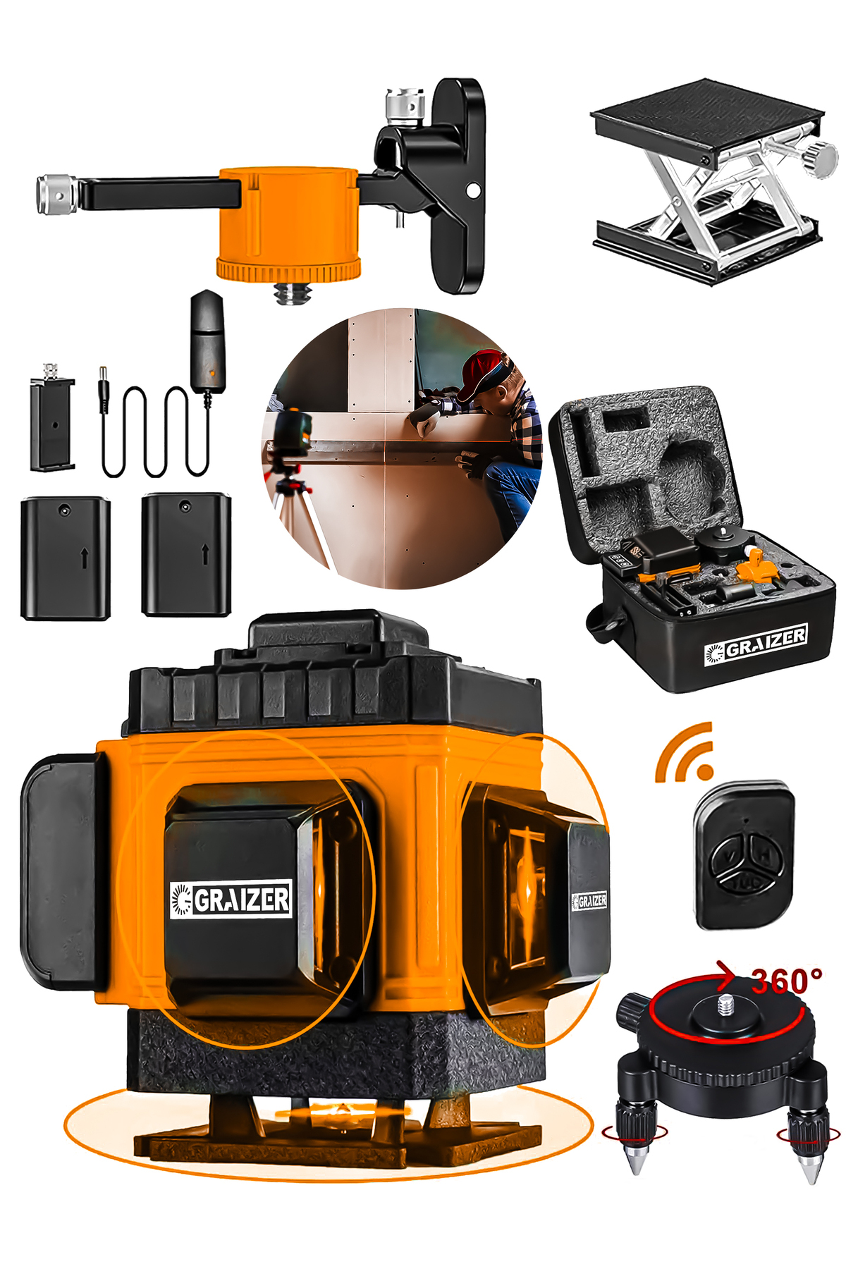 Graizer Alman 128 Vf 12 Köşe Otomatik Hizalama Lazer Metre 360