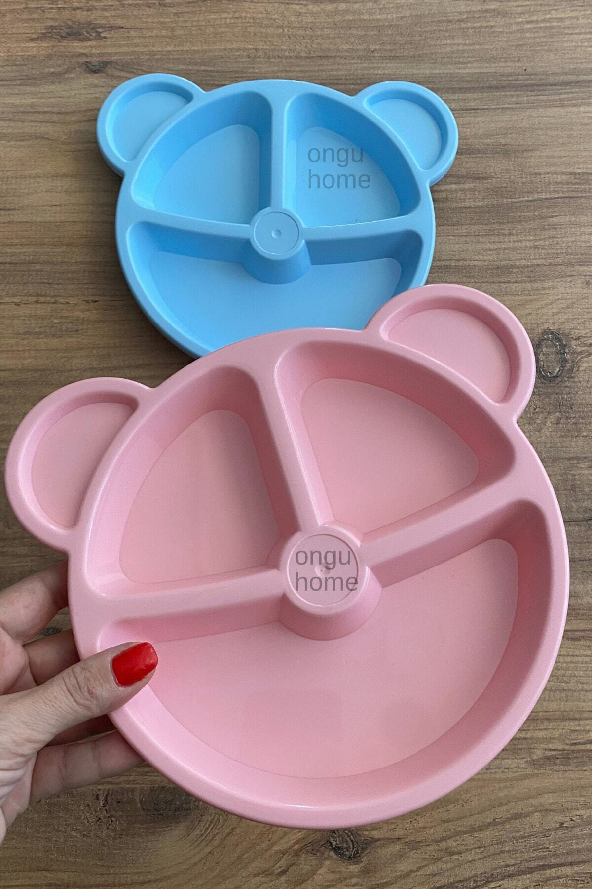 ongu home Mama Tabağı 3 Bölmeli Ayıcık Figürlü Tabak Çocuk Yemek Tabağı Pembe fotoğrafı 3 (önizleme)