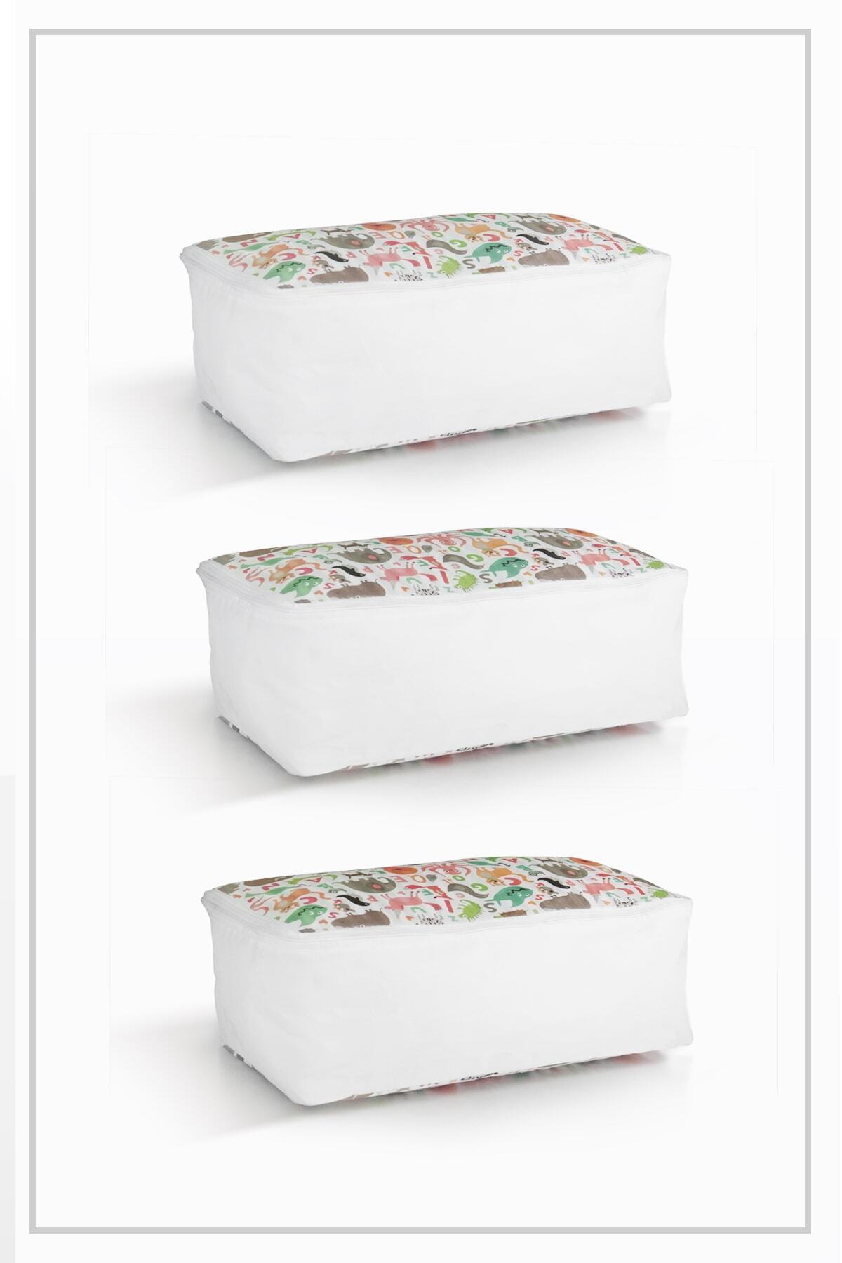 3-Piece Set Medium 50x25x20 Cm Base & Sofa Bed , Clothing Organizer Kids Hatch Cute Pattern