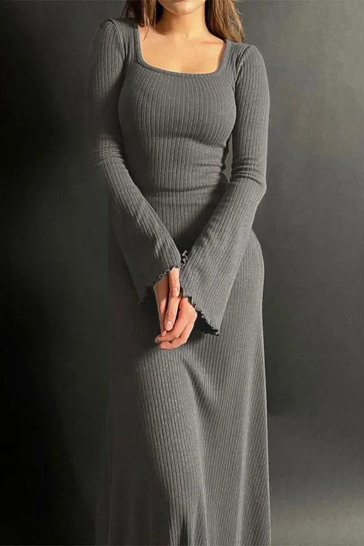 femmes anthracite robe camisole à col en u nasty stitch
