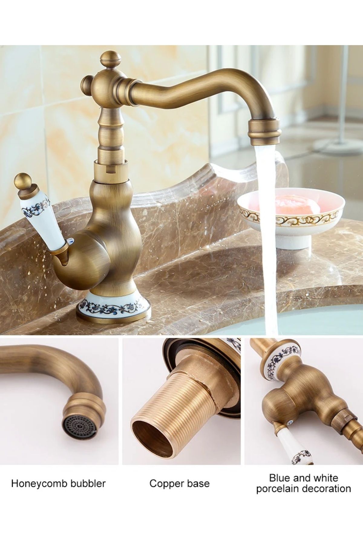 OEM-Bathroom Sink Faucet Antique Brass New Imported 2