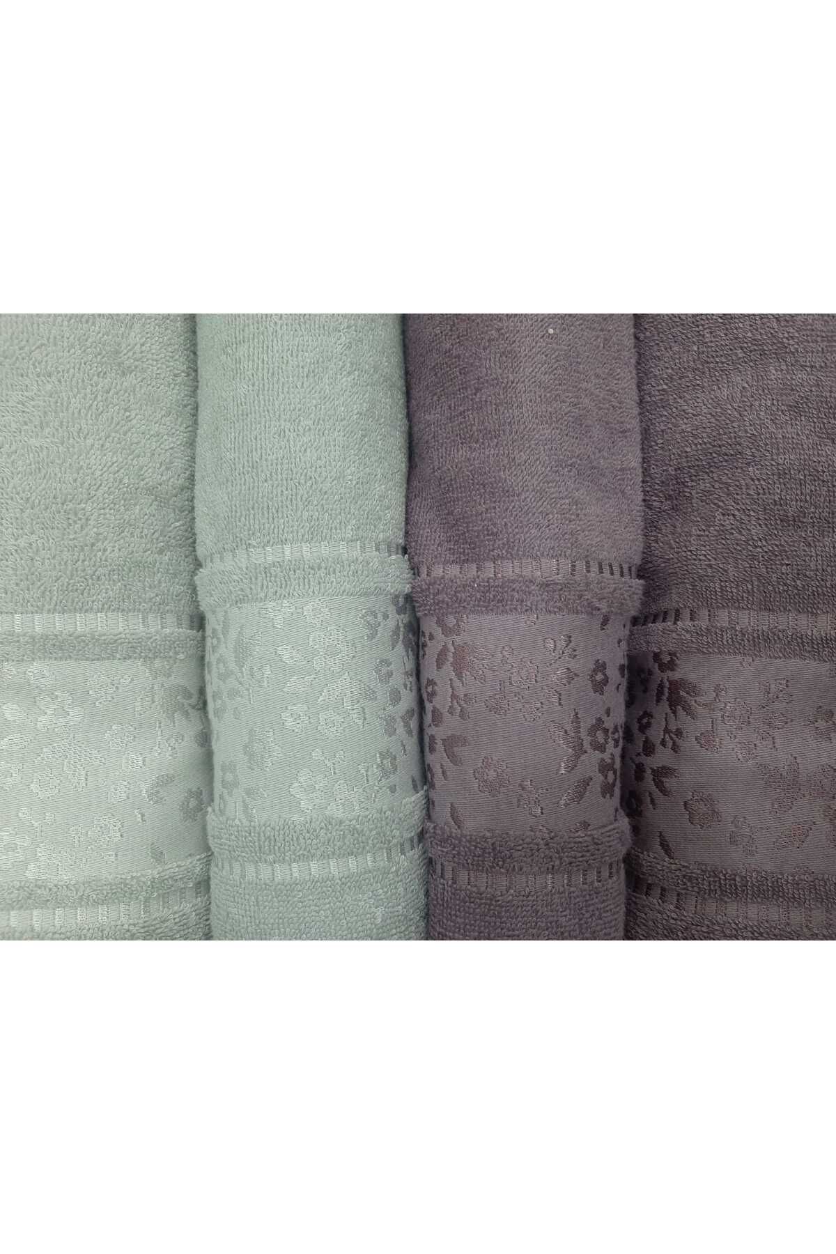 Özdilek Ready Camelia Grey-damson 4 Buc. Cel Mai Bun Set Prosop - One Size