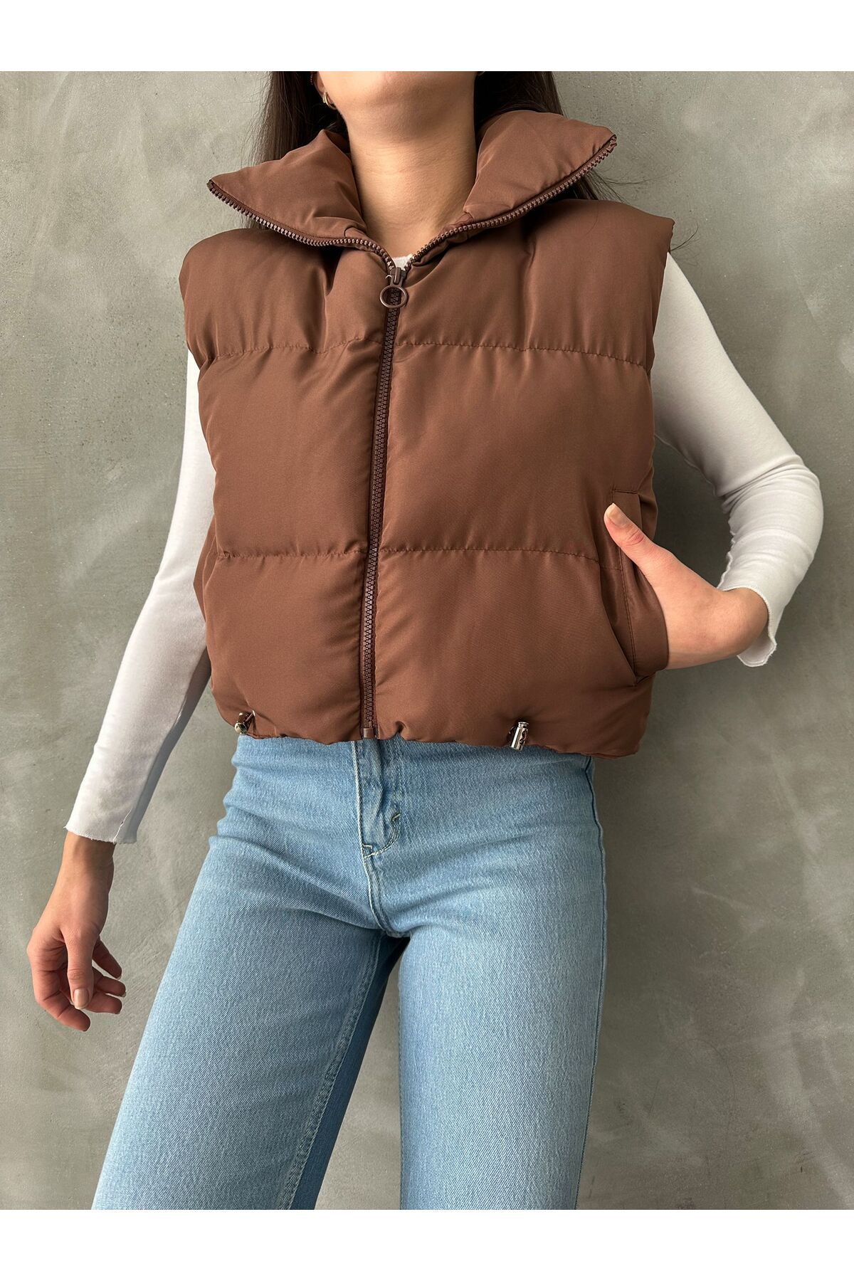 Crop puffer vest best sale