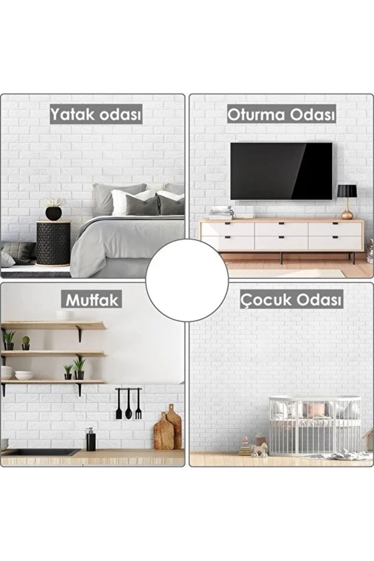 50x7 Cm Beyaz Kendinden Yapışkanlı Duvar Kağıdı Esnek Köpük Paneli 3d Boyutlu Tuğla Desen