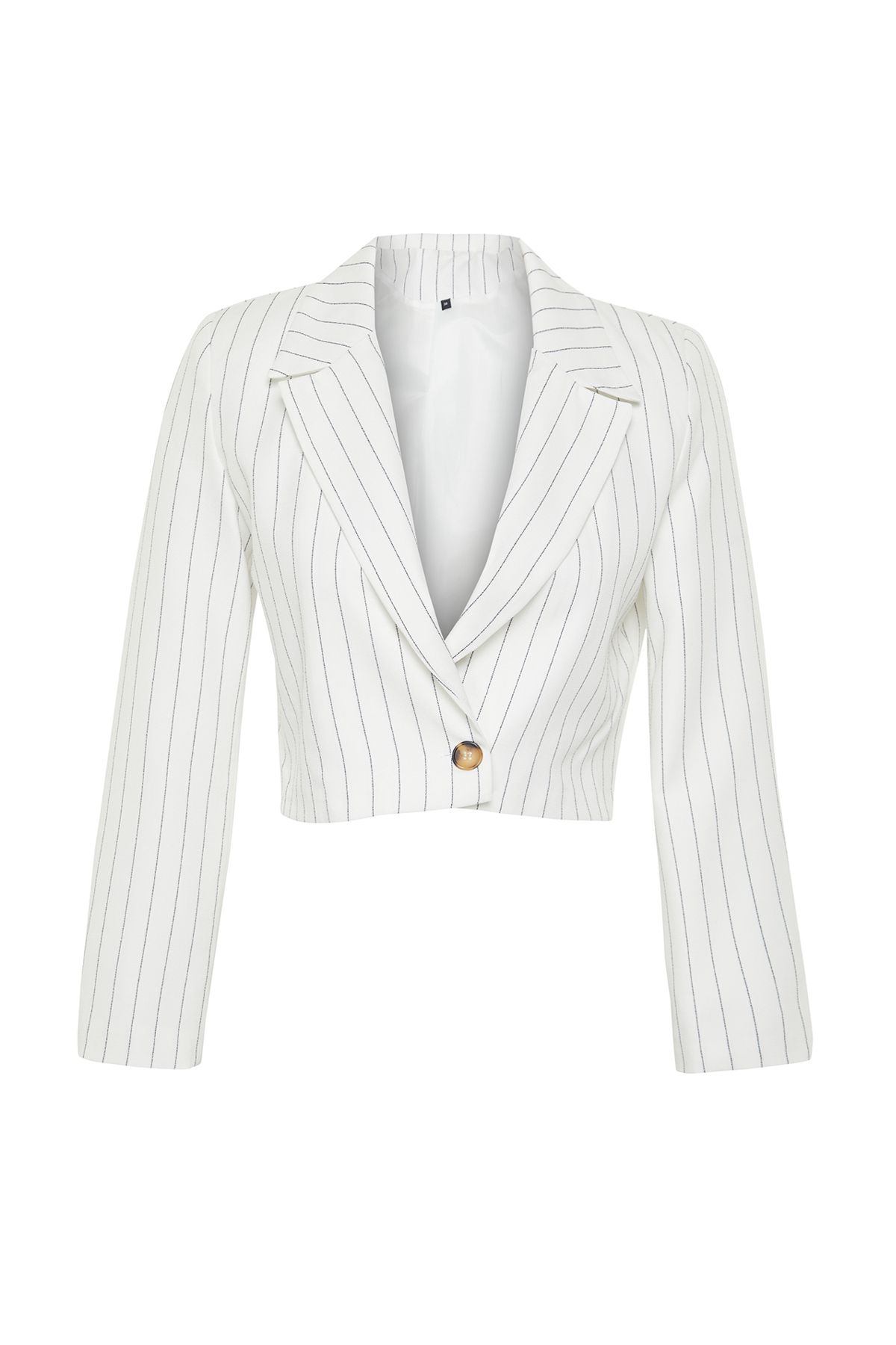 Trendyol Collection-Ecrufarbene, kurze Blazerjacke aus Webstoff mit Streifenmuster TWOSS23BC00029 12