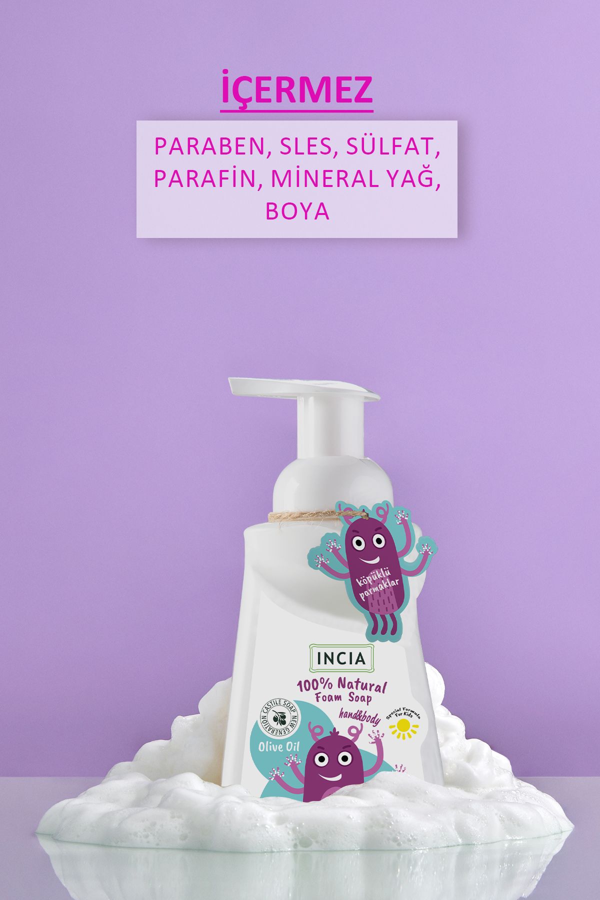 %100 Doğal Köpük Kastil Sabunu Çocuklar Için Zeytinyağlı 10 Bitkisel Değerli Yağ 200 ml 2 X Adet