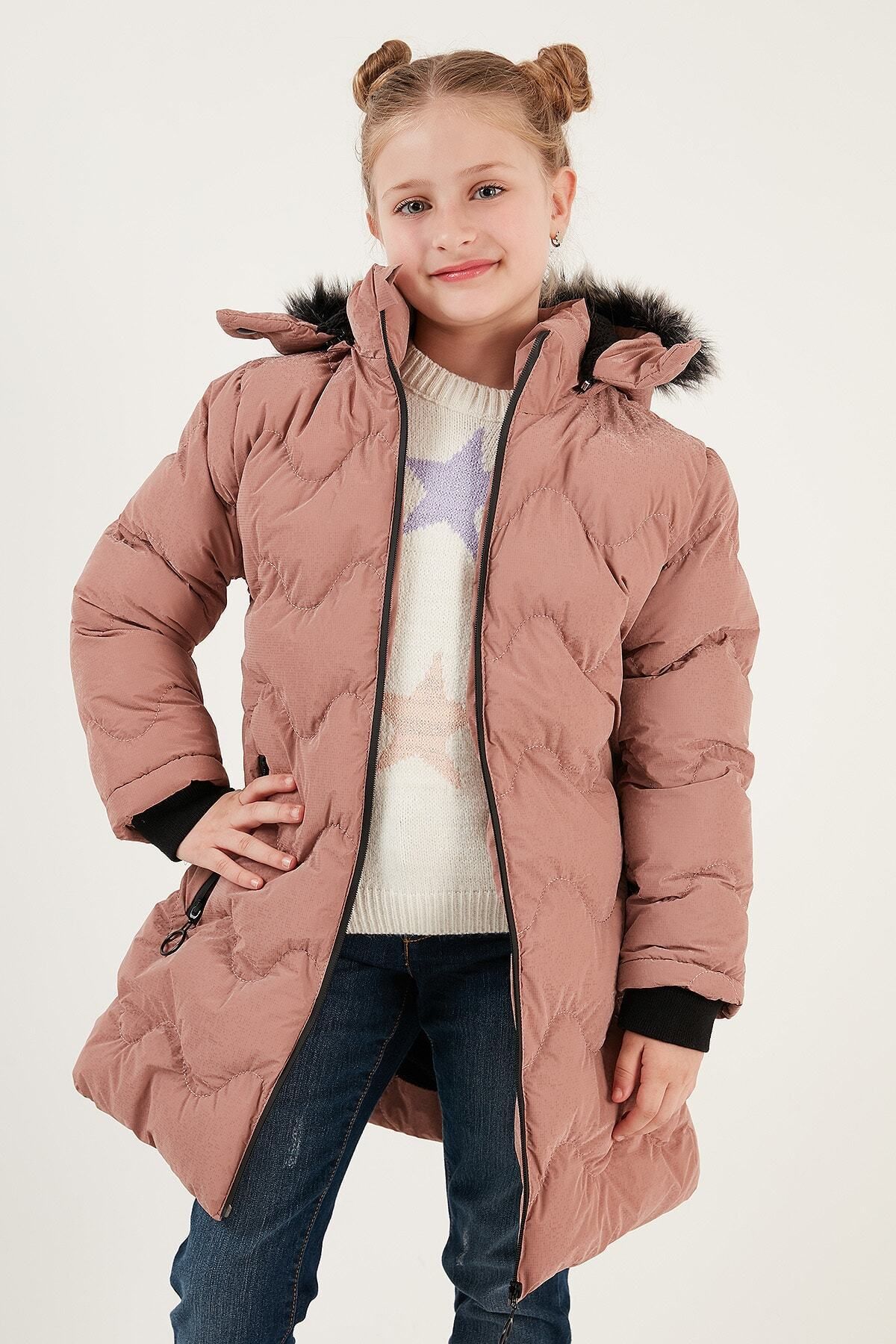 Girls fur lined coat hot sale