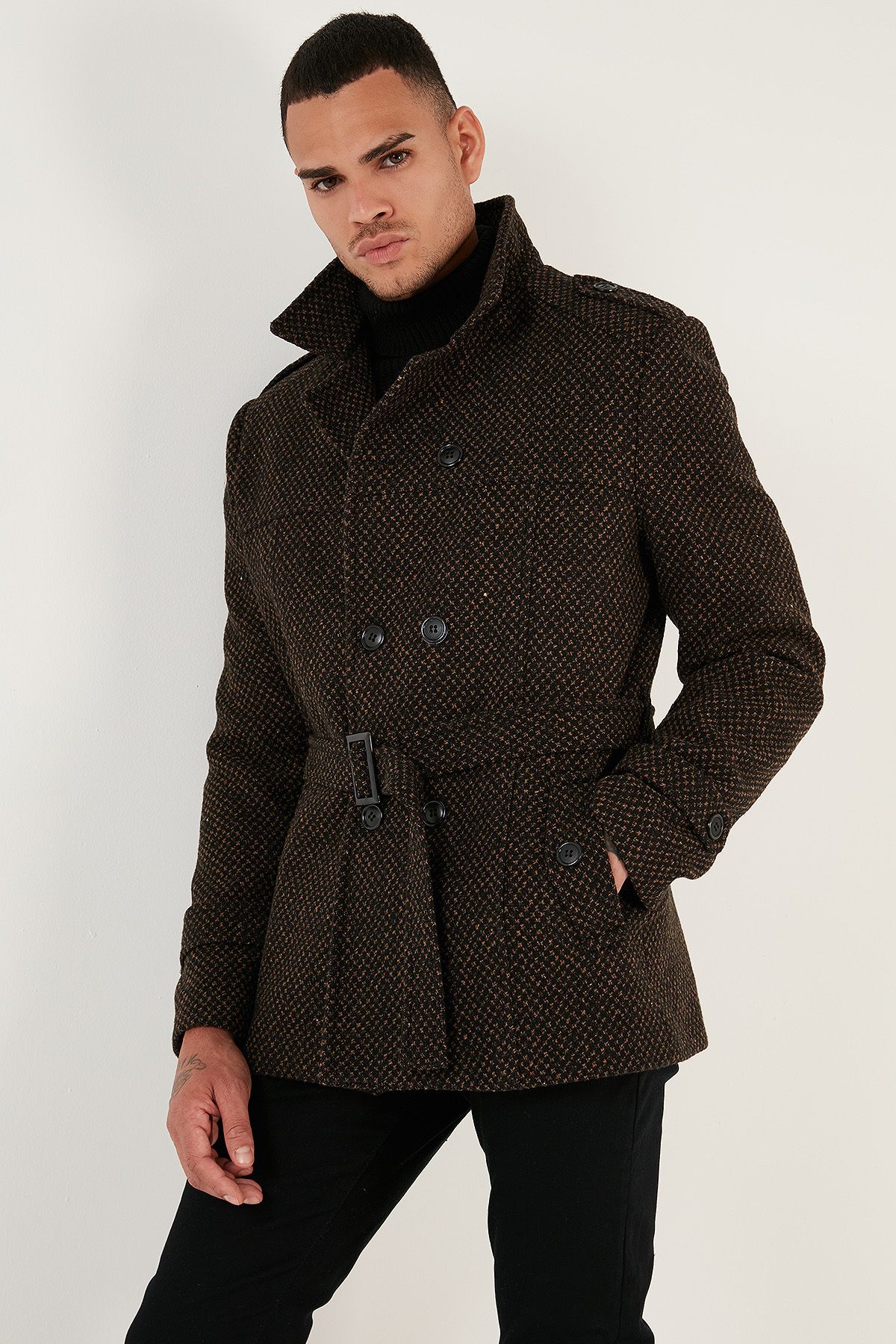 Buratti Slim Fit Pocketed Cotton Cashmere Coat Men s Coat 5841015