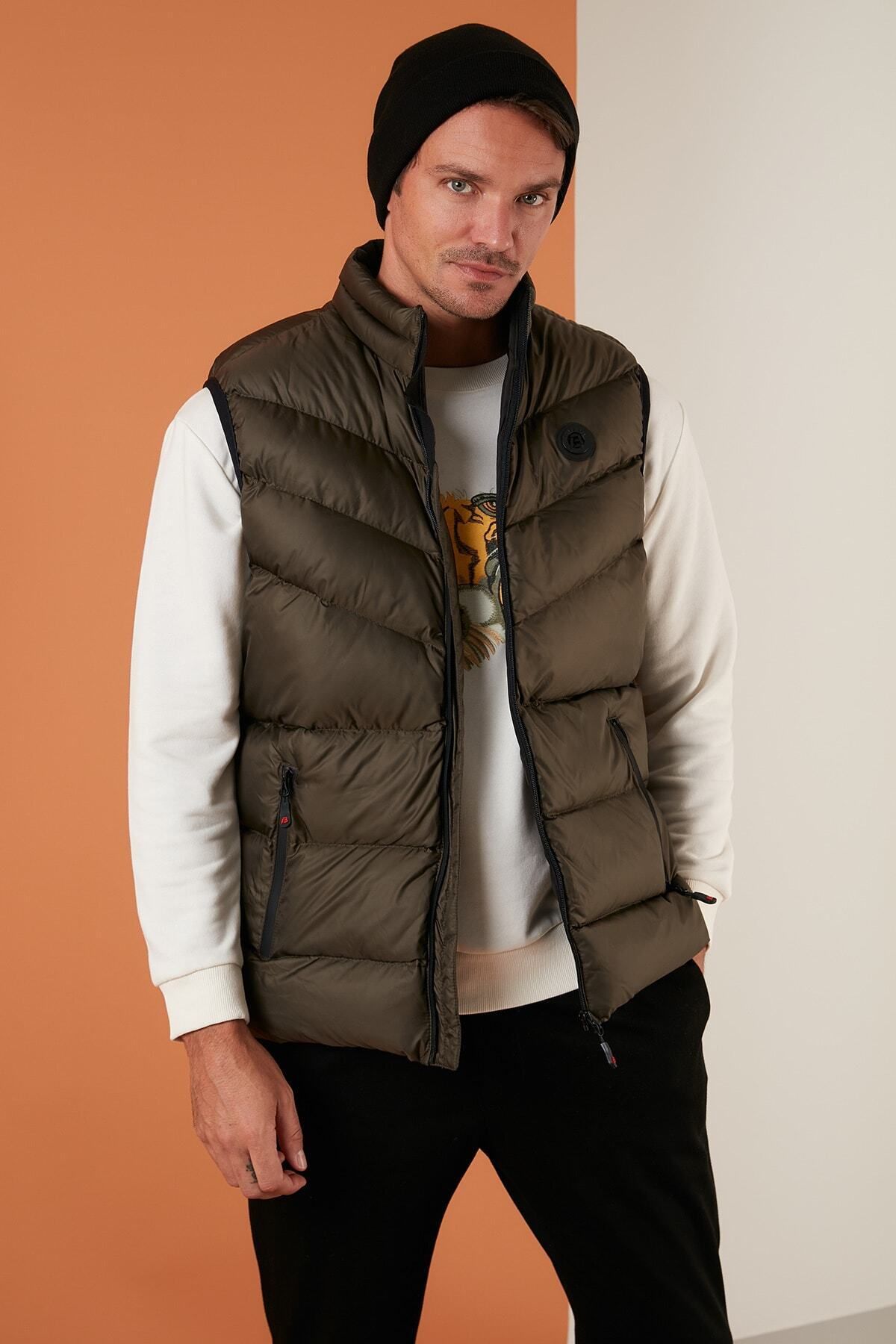 Buratti Slim Fit Stand Collar Pocket Puffer Vest Men s Vest