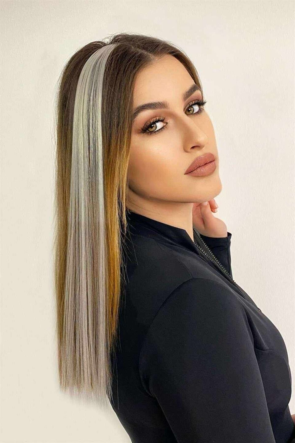 Jelen Aksesuar-Gray Snap-On Hairpiece 50cm Plug-On Hair 2