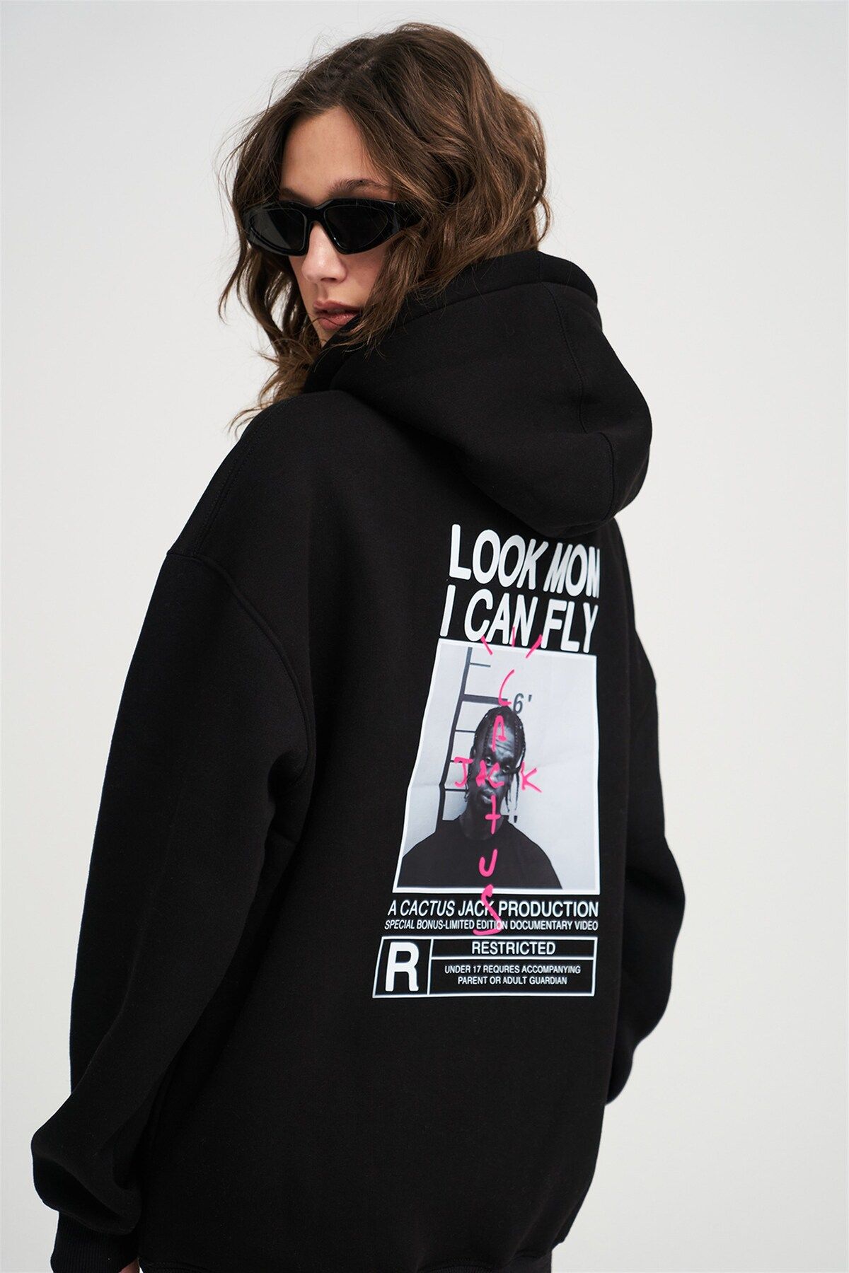 Trendiz Unisex Look Mom I Can Fly Siyah Sweatshirt Hoodie Fiyat