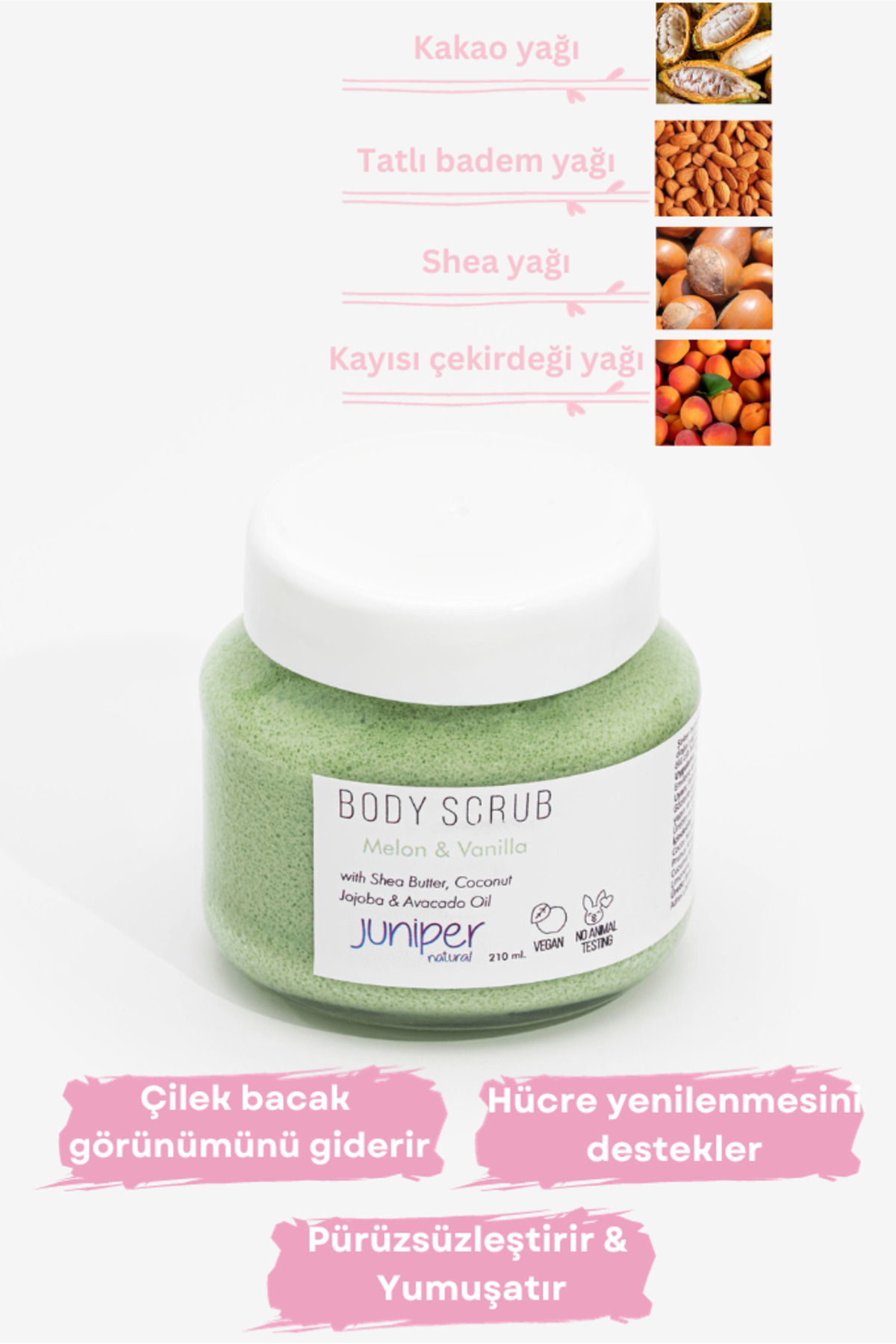 Doğal Kavun & Vanilya Vücut Peelingi - Nemlendirici, Arındırıcı, Vegan - 210 ml — Juni222c — تصویر 2 از 3