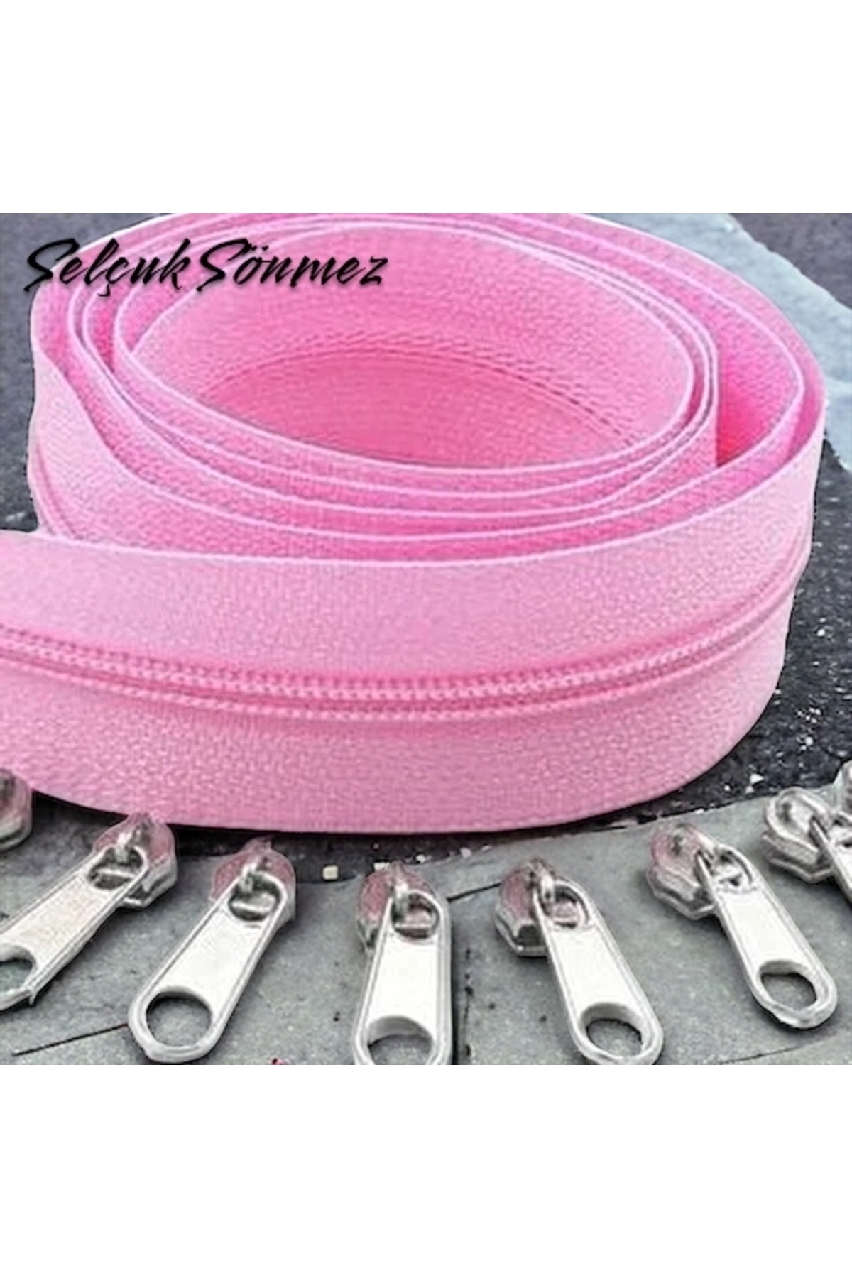 10 Meters Sugar Pink Zipper 20 Nickel Heads