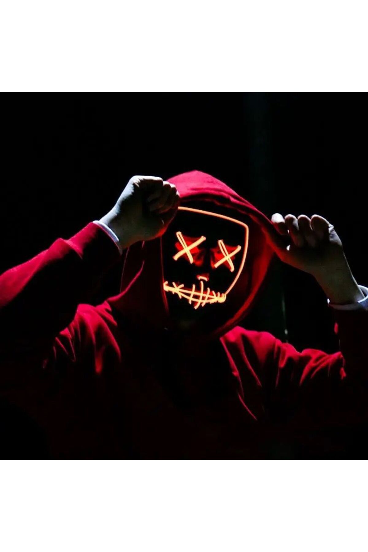 QUEEN AKSESUAR Ithal Led Fosforlu Işıklı Kumandalı Korku Maske Cadılar Bayramı Parti Maskesi