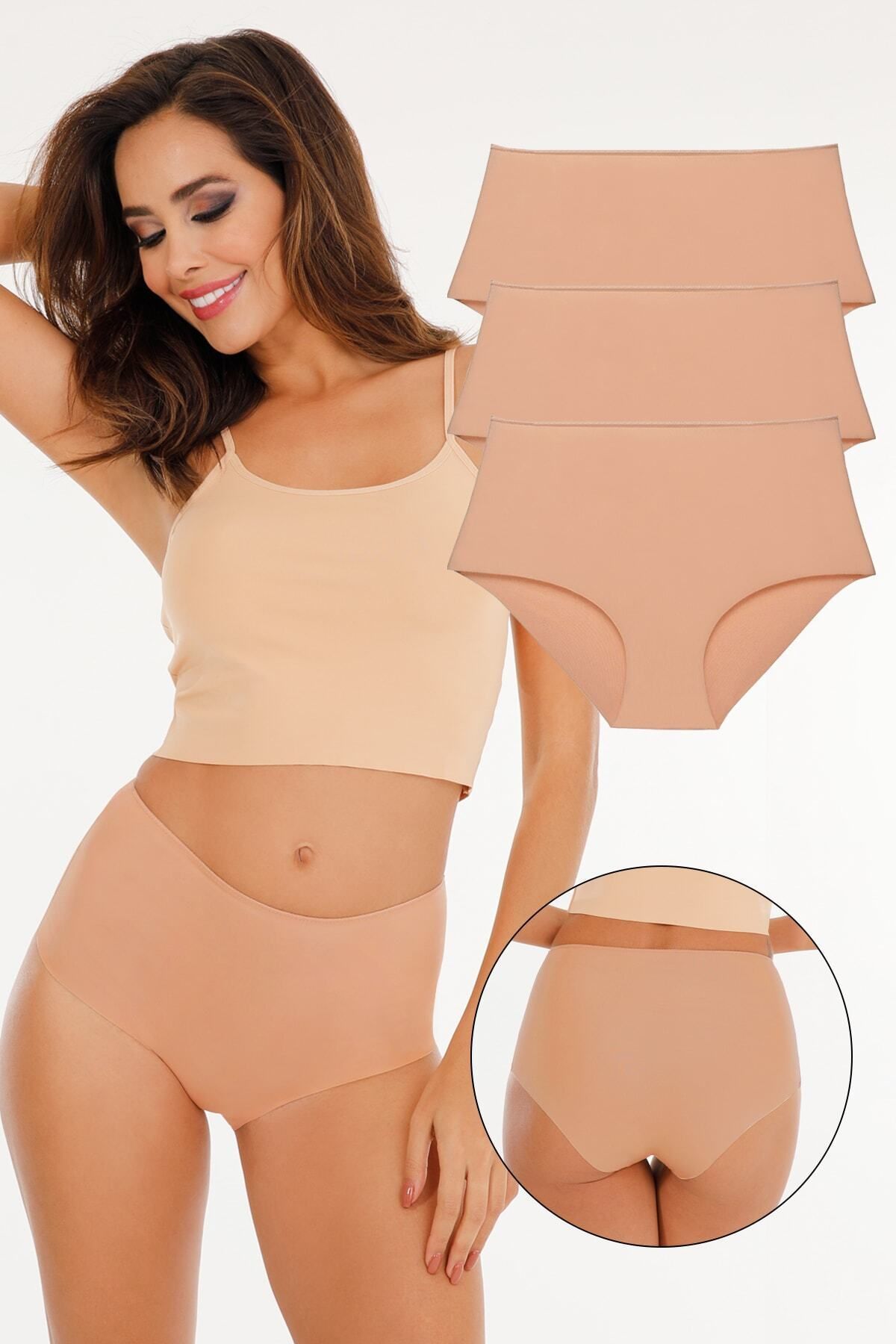 Humaone Women's 3-Pack Skinny 100% Cotton Laser Cut Panties - Trendyol