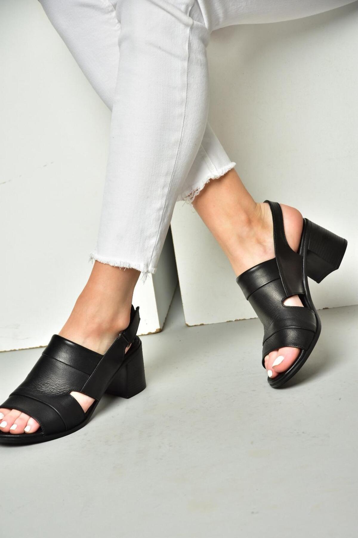 صندل زنانه مشکی Fox Shoes | P5554523 اورجینال - تصویر 3