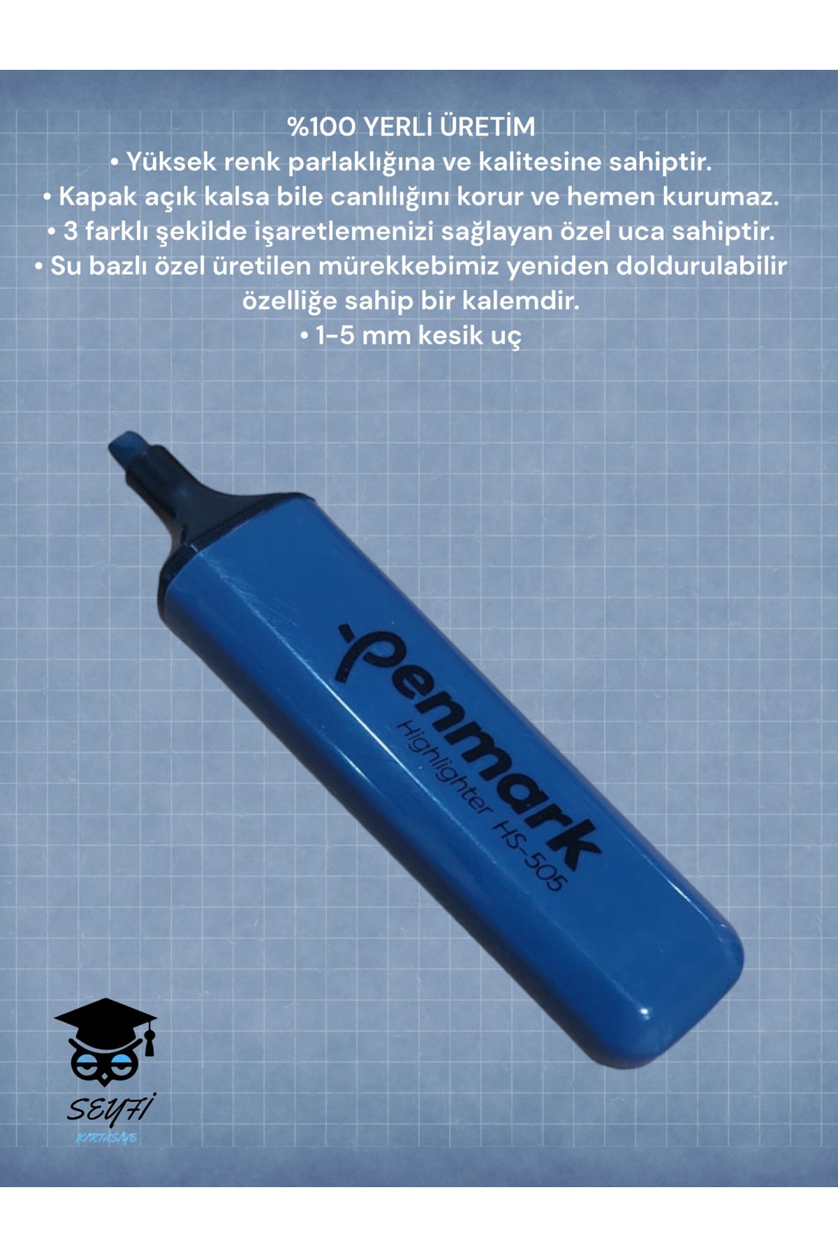 TÜRK MALI FOSFORLU KALEM CANLI RENKLER DOLDURULABİLİR İŞARETLEME KALEMİ HİGHLİGHTER