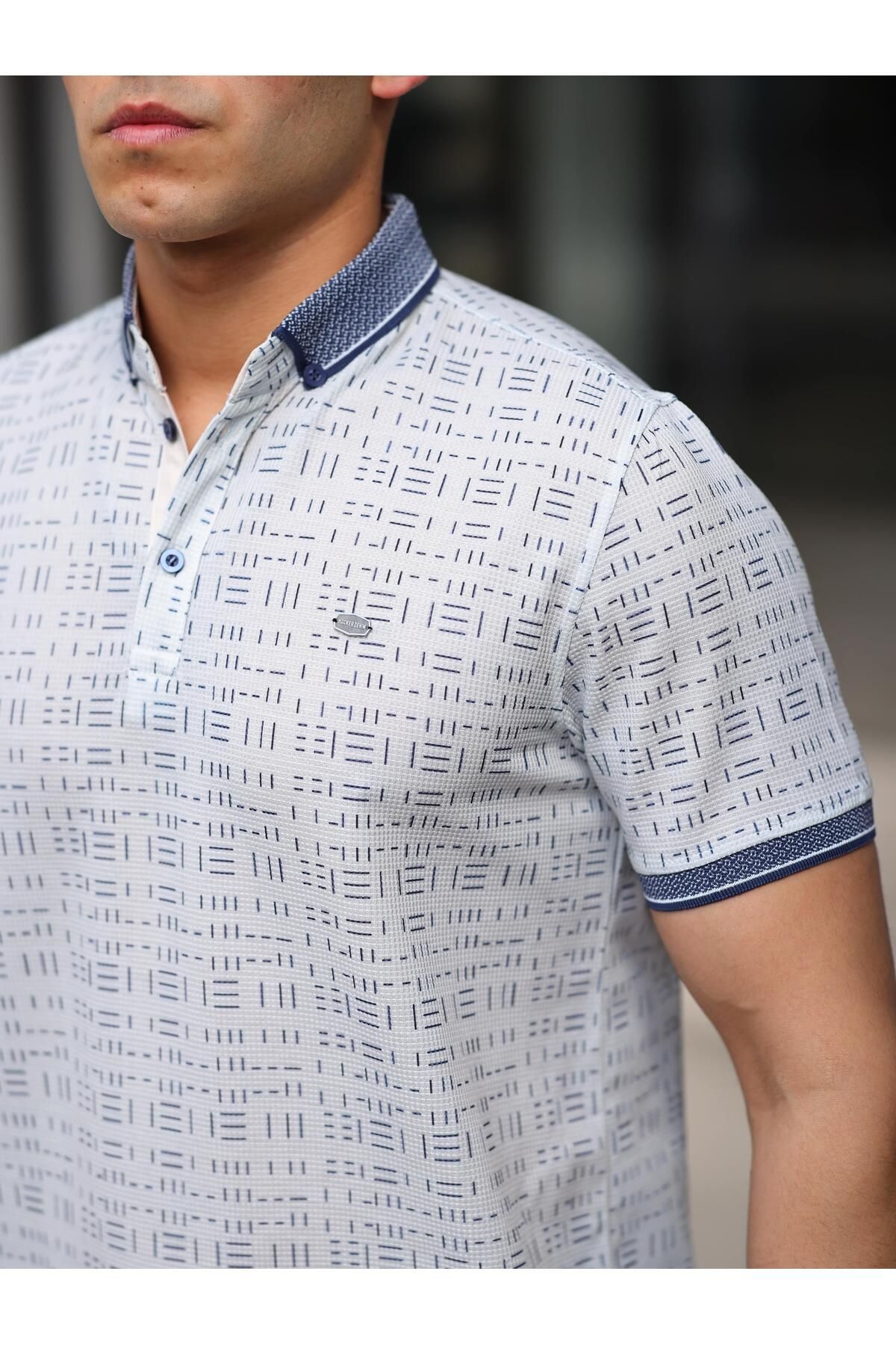 comstar Men s Roll Up Polo Collar No Pocket Slim Fit Patterned T