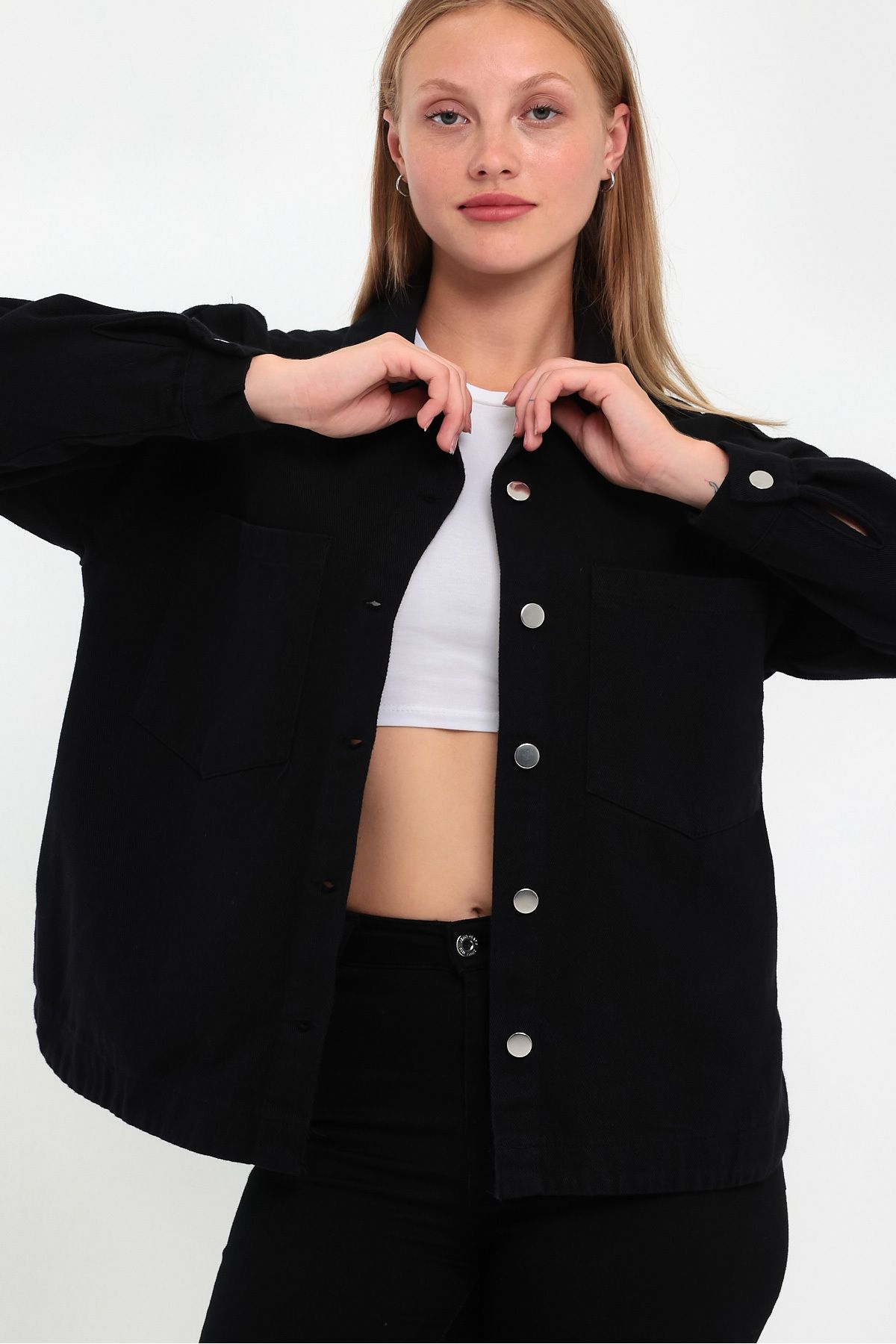 Rodi-Women's Front Double Pocket Gabardine Jacket Rd24kb020192 3