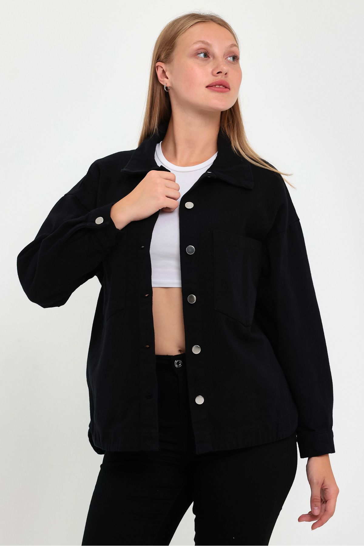 Rodi-Women's Front Double Pocket Gabardine Jacket Rd24kb020192 4