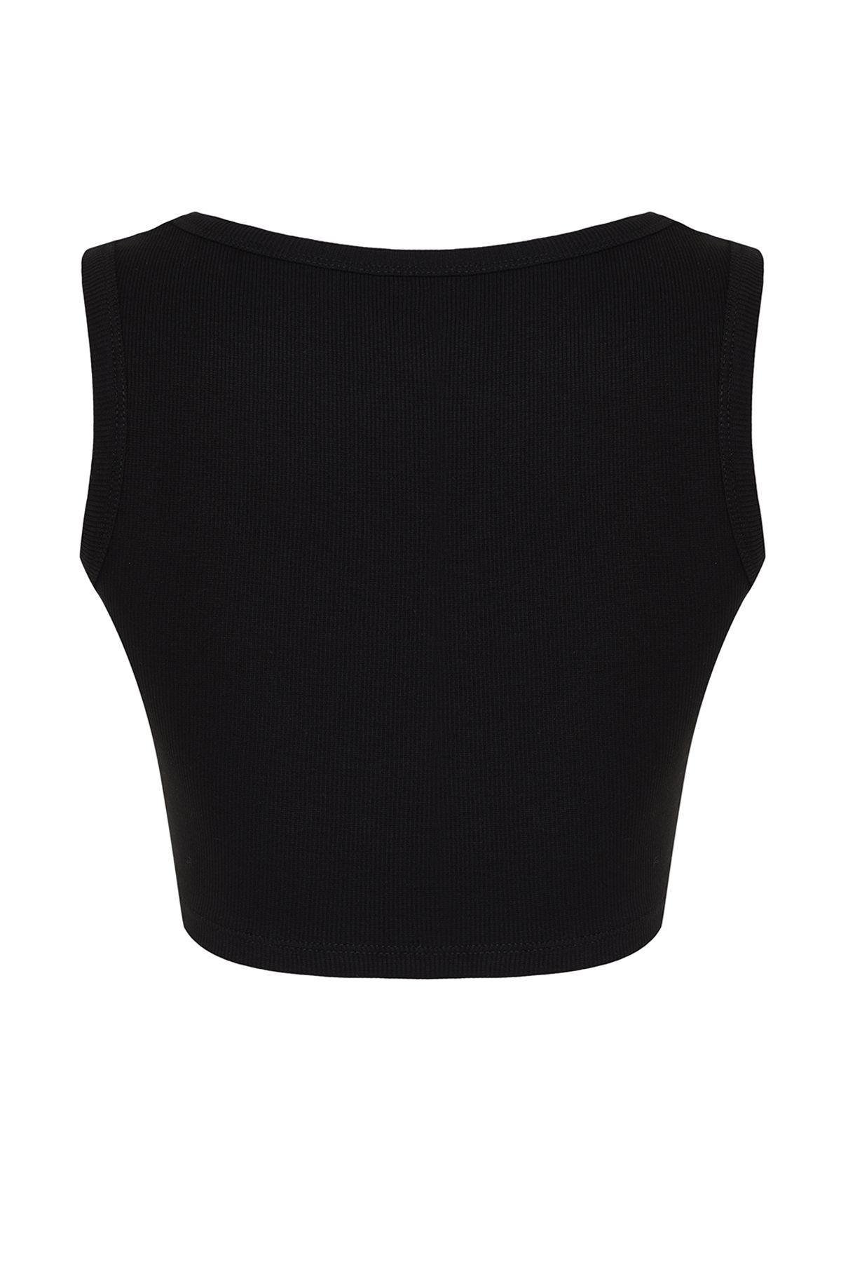 Trendyol Collection-Top cu bretele negre cu nervuri, tricotat flexibil TWOSS24AL00023 7