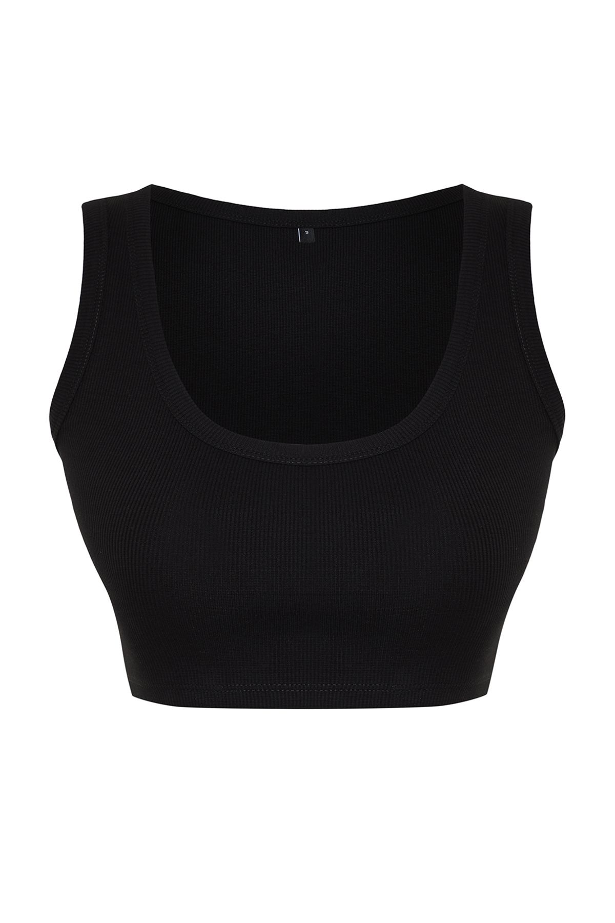 Trendyol Collection-Top cu bretele negre cu nervuri, tricotat flexibil TWOSS24AL00023 6