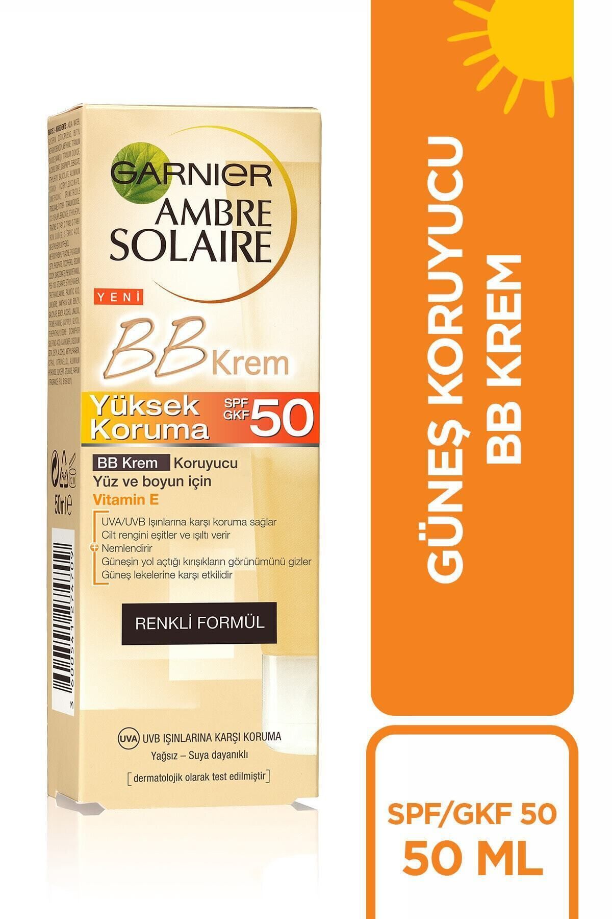 Garnier کرم محافظتی ضد آفتاب صورت و گردن آمبر سولر بی بی سان سور با SPF50 حجم 50 میلی لیتر