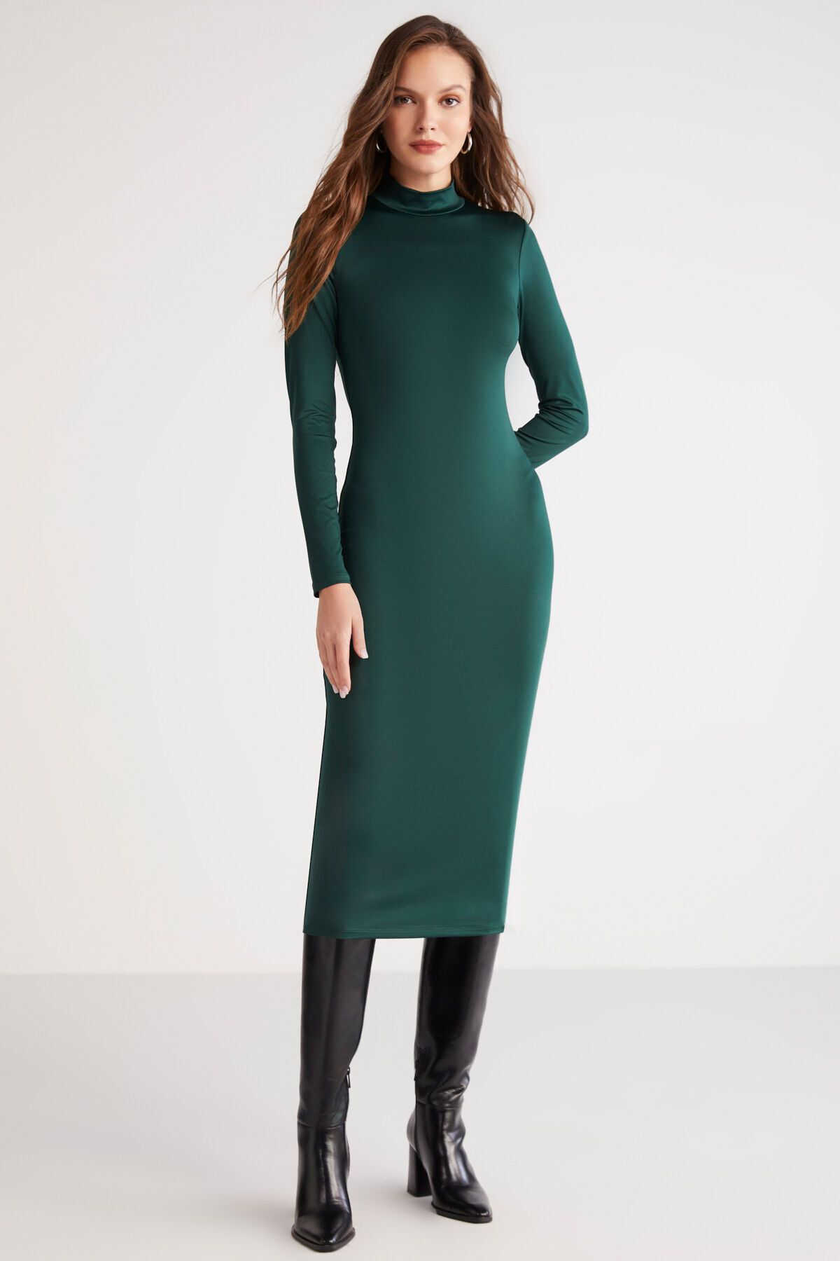 High collar midi dress hotsell