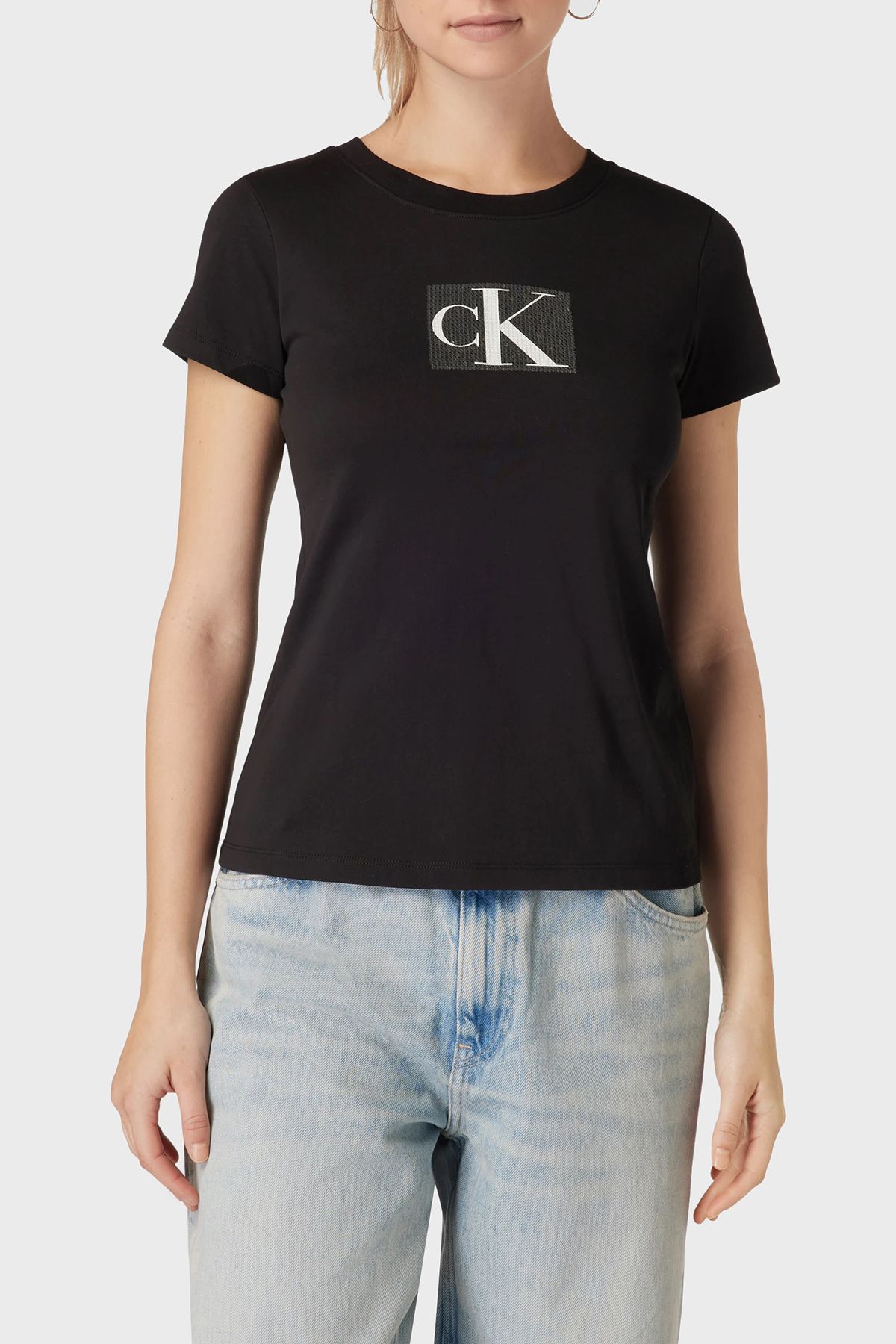 Calvin Klein Calvin Klein تی شرت جین 100٪ پنبه با یقه دوچرخه‌سواری و سایز اسلیم J20J222961beh