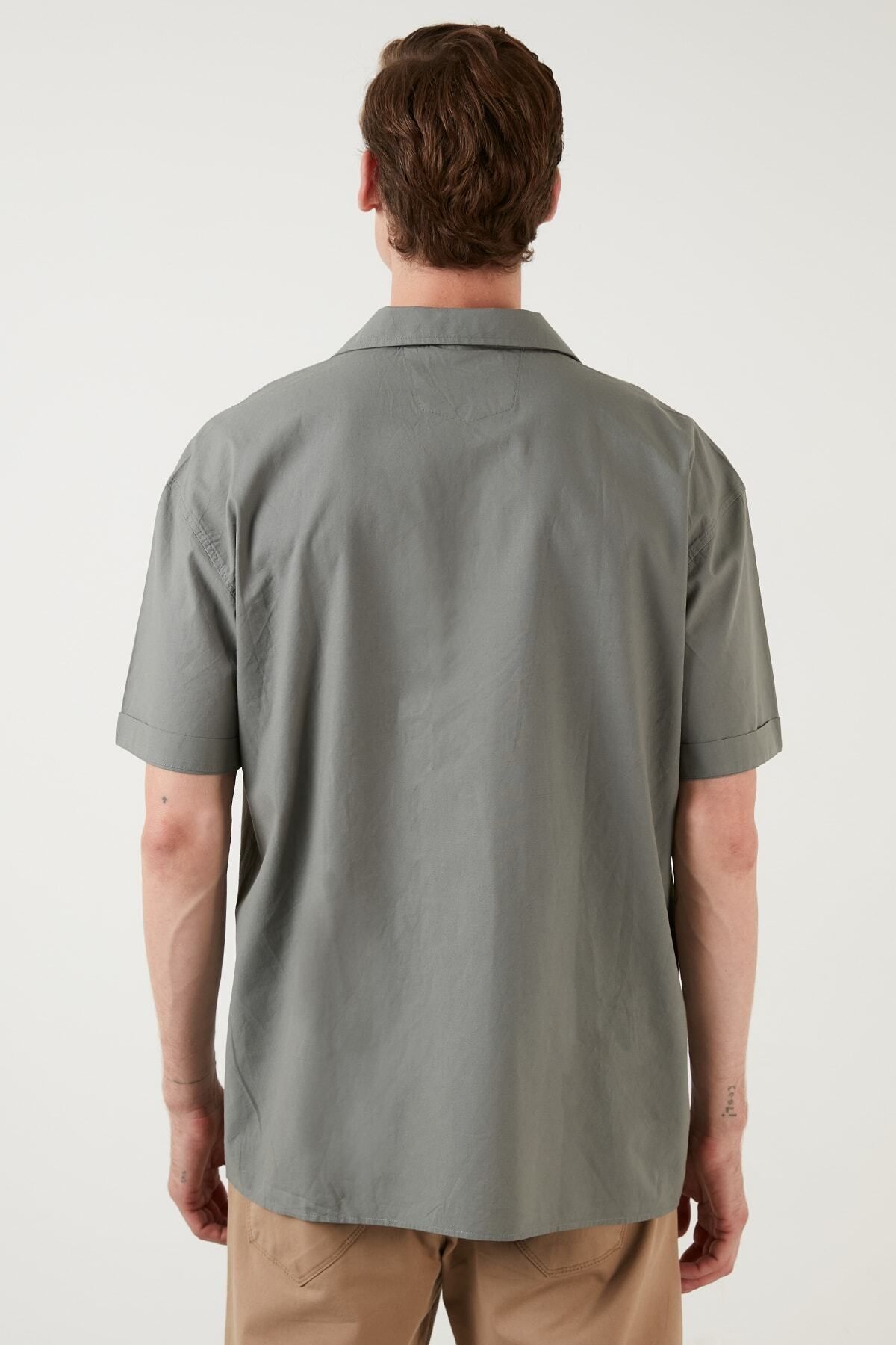 Buratti-Relaxed Fit Short Sleeve Single Pocket Open Collar Shirt Men's Shirt Cf21194664 5