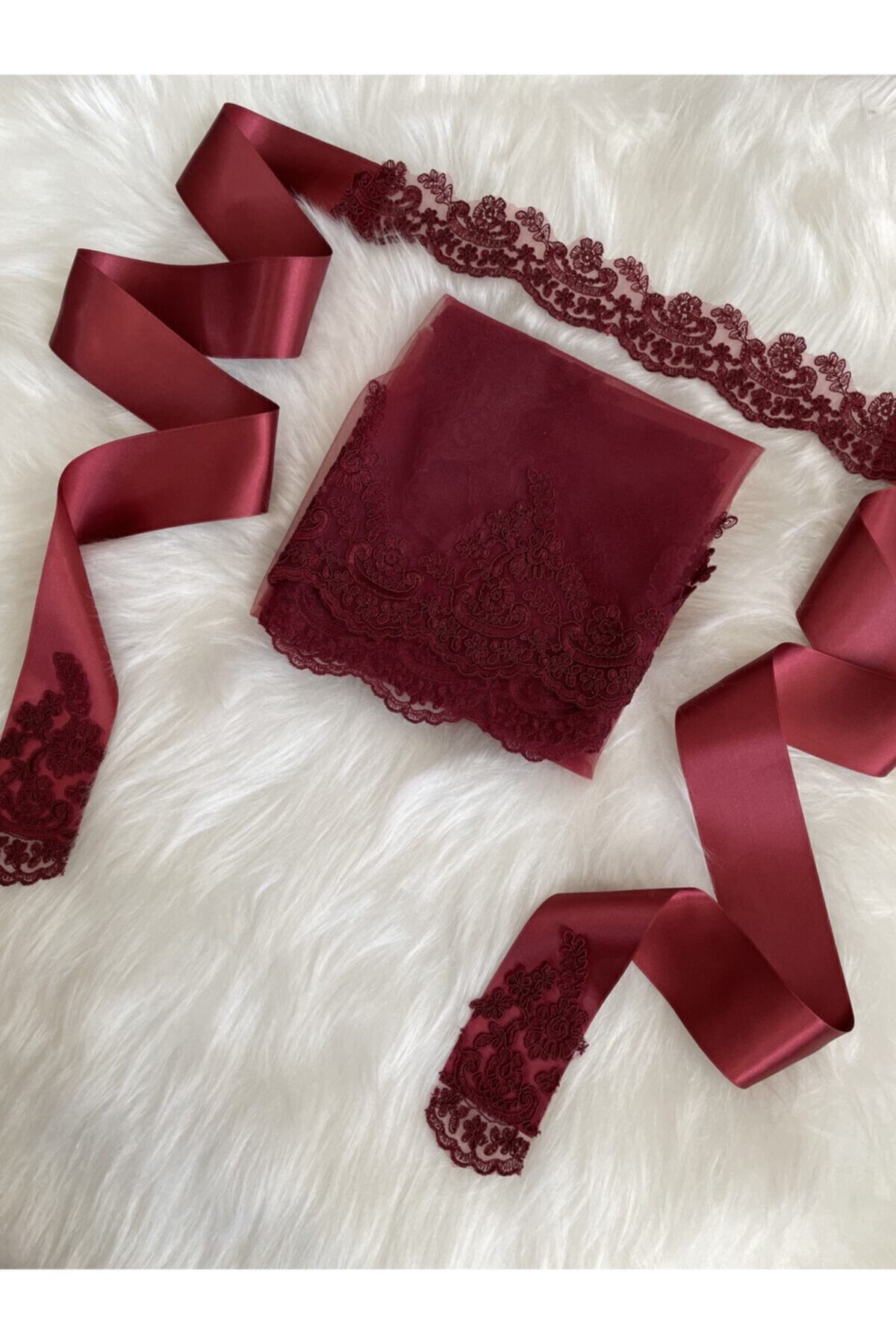 Bordo Beli Dantelli Fransız Dan 3