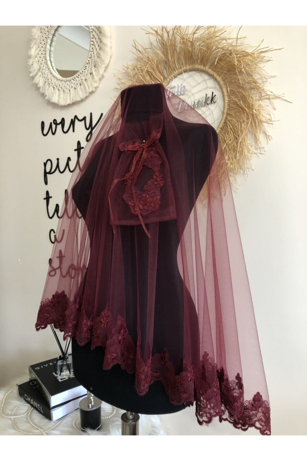 Bordo İnce Fransız Dan + Beli Dantelli Kuşak + Eldiven 2