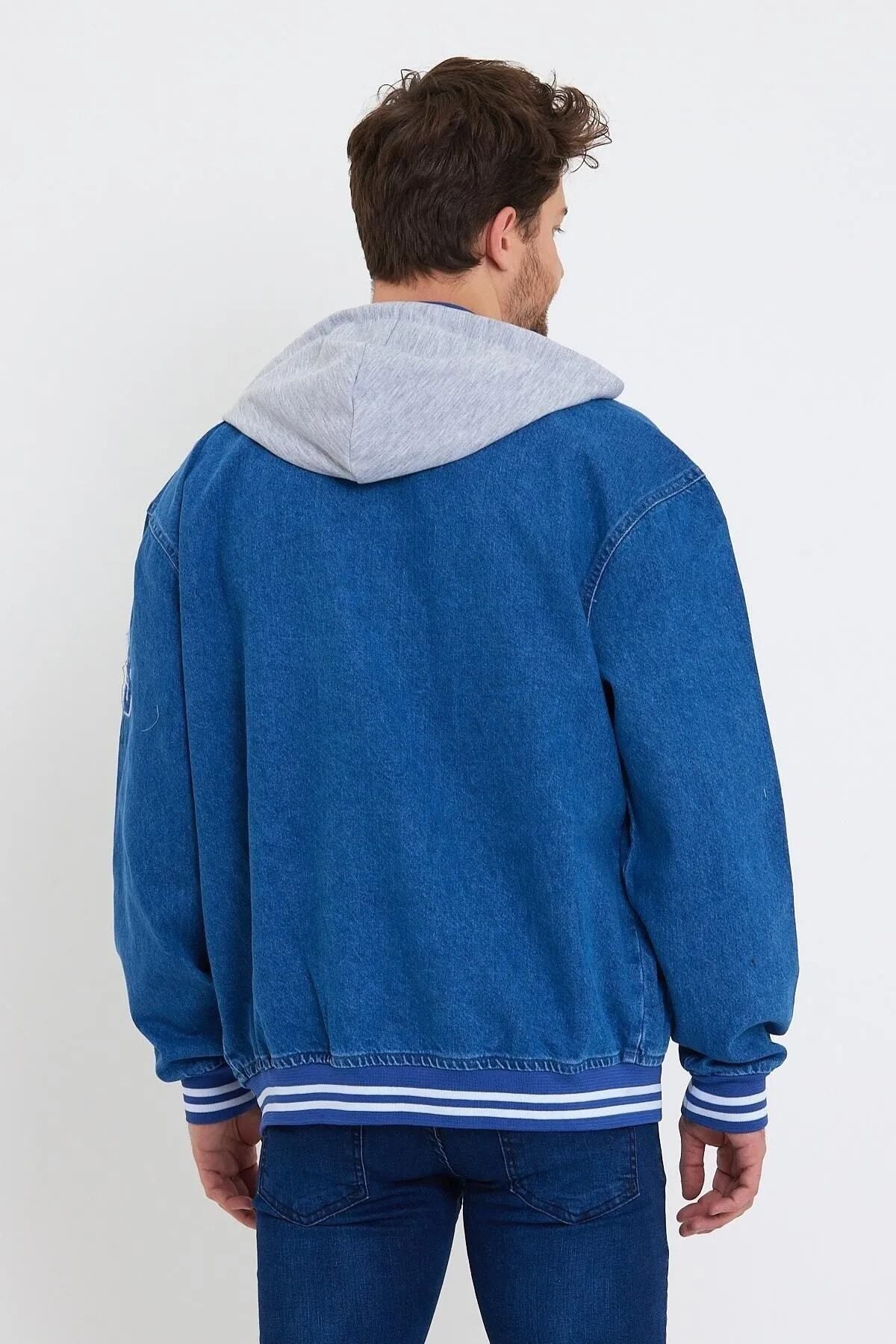 Denim hoodie best sale